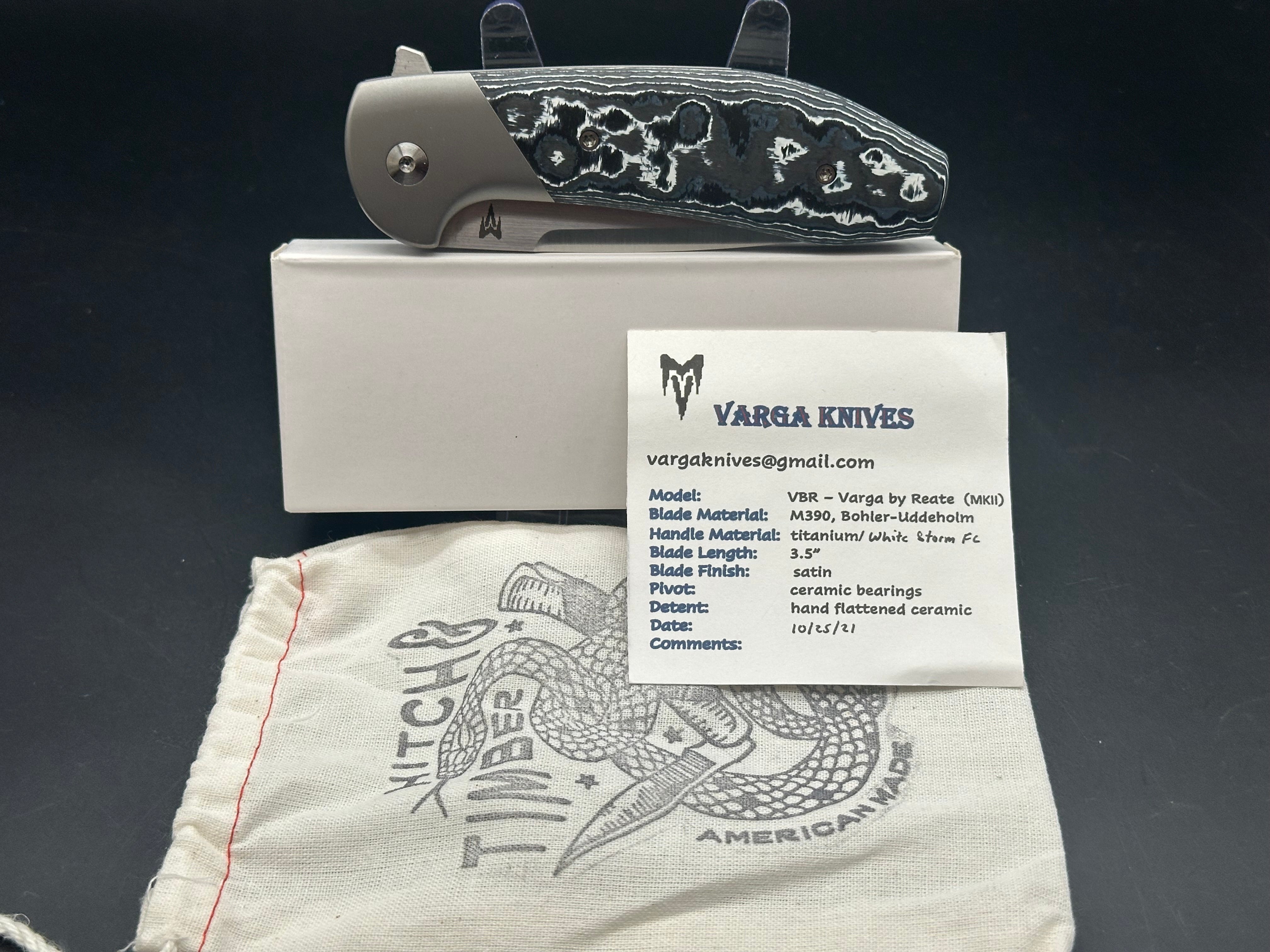 Varga VBR MK II white storm fat carbon/Titanium w/M390 blade