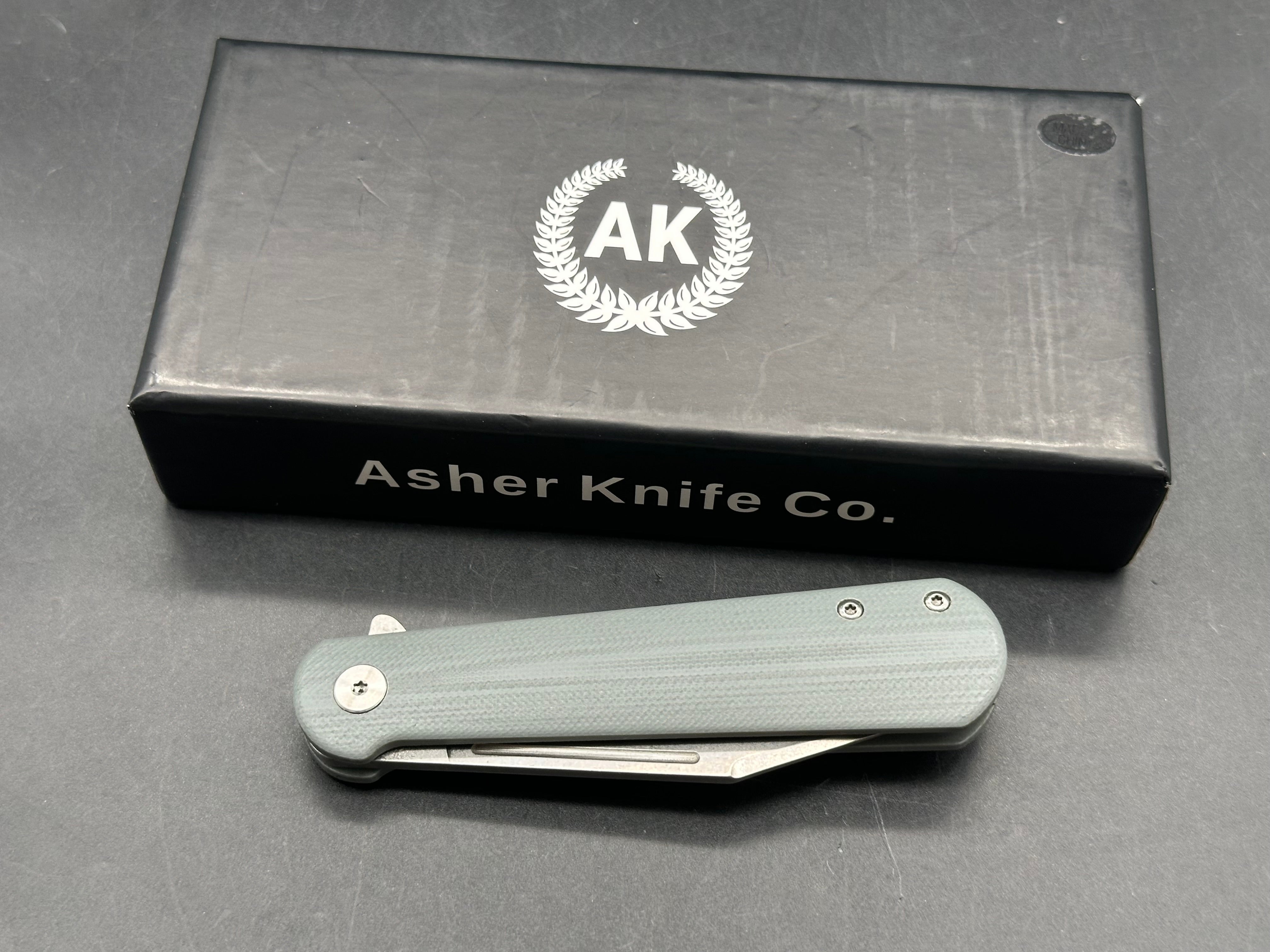 Asher knives Flashback G10 scales w/12C27 blade