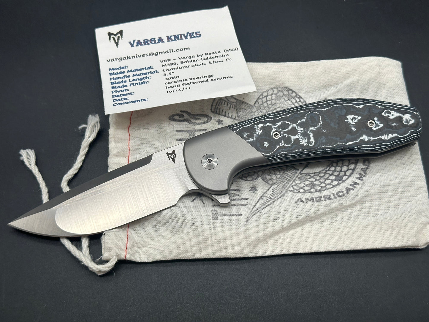 Varga VBR MK II white storm fat carbon/Titanium w/M390 blade