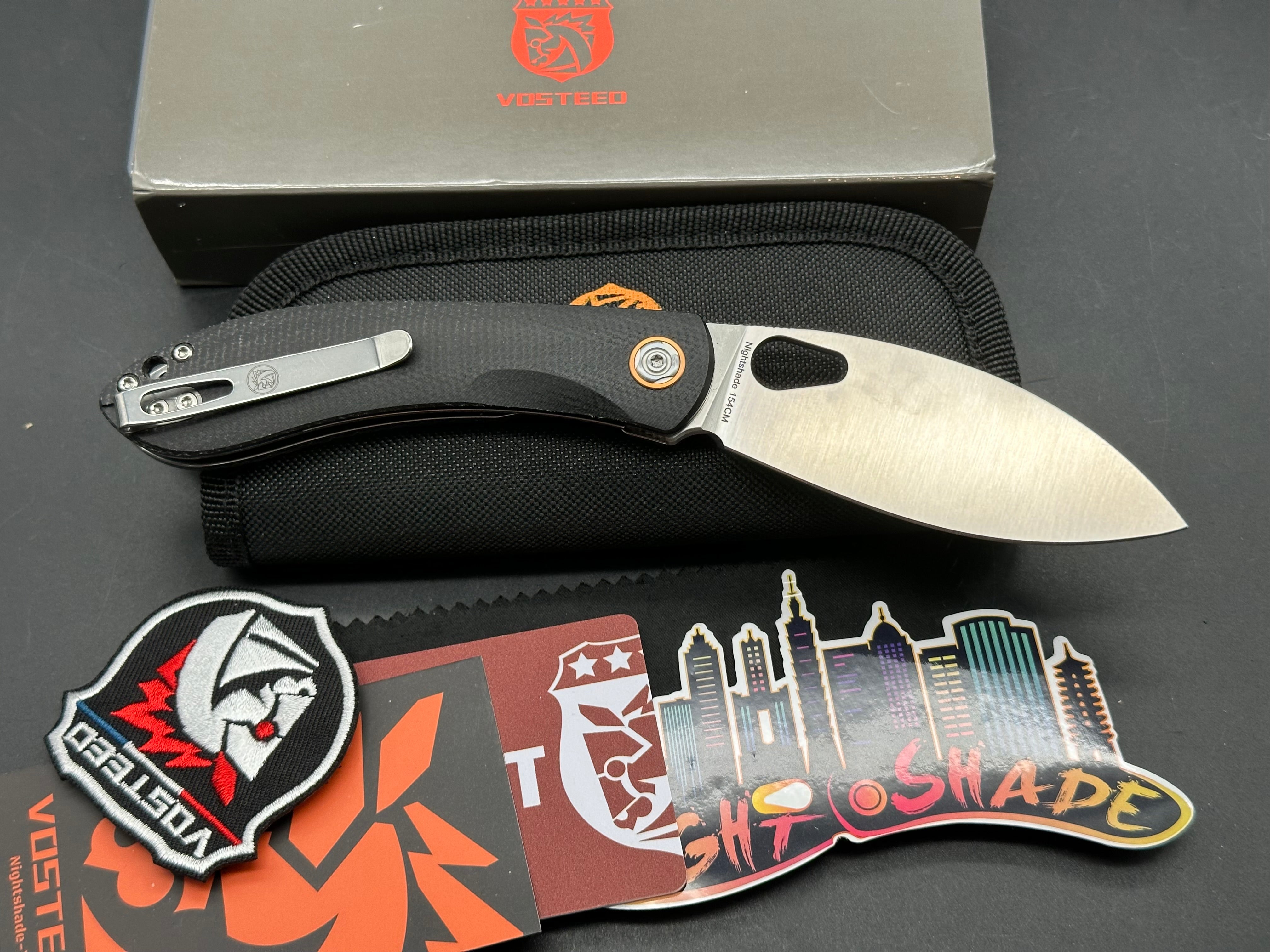 Vosteed Nightshade  Shilin Cutter  Liner Lock Knife 3.26" 154CM Blade Micarta Handle