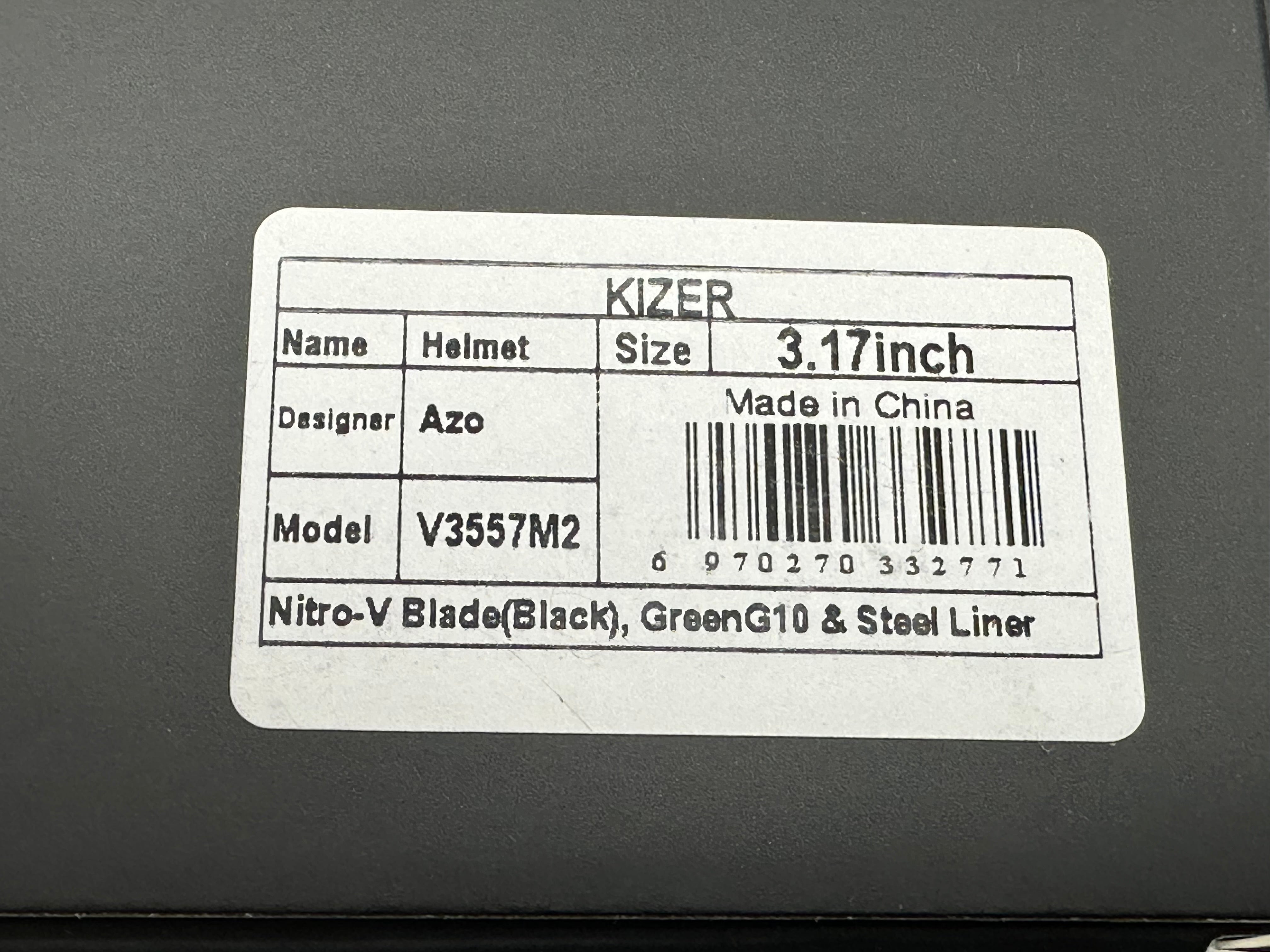 Kizer Helmet Folding Pocket Knife, 3.17" Nitro-V Tough Stainless Steel Blade, Black G10 Handle, Liner Lock