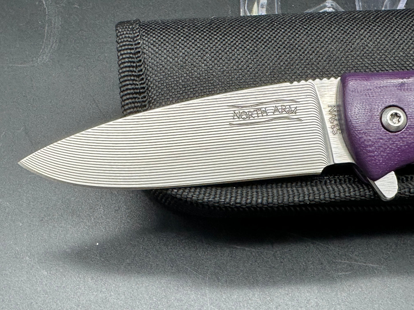 North Arm Skaha 2  3.3" S35VN CNC Milled Blade with Purple G10 Handle