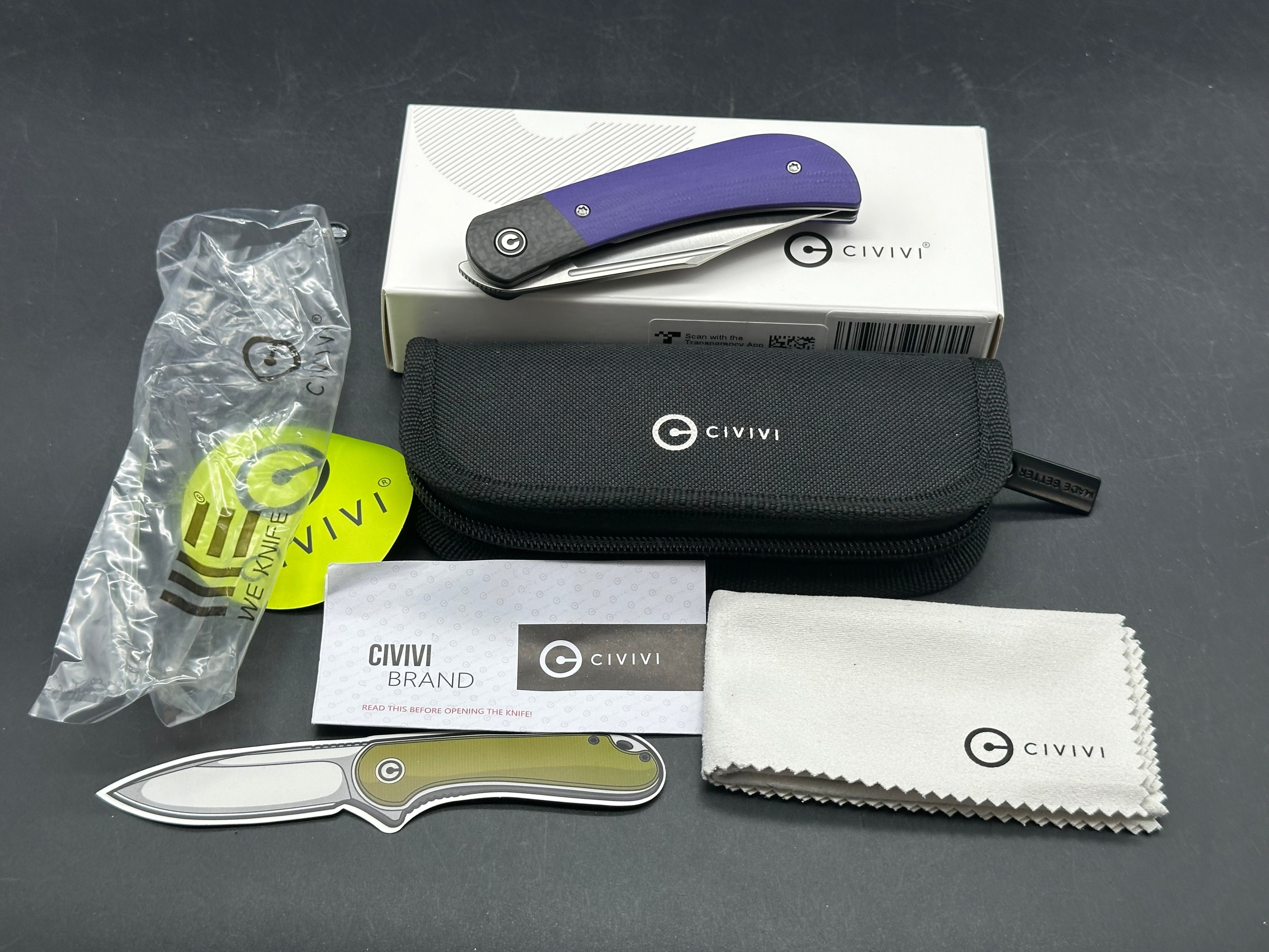 CIVIVI Appalachian Drifter 2 Liner Lock Knife Purple G-10 (3" Satin)