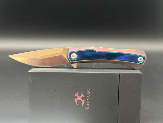 Kansept Knives Kratos Frame Lock Knife Timascus (3.75" Satin)