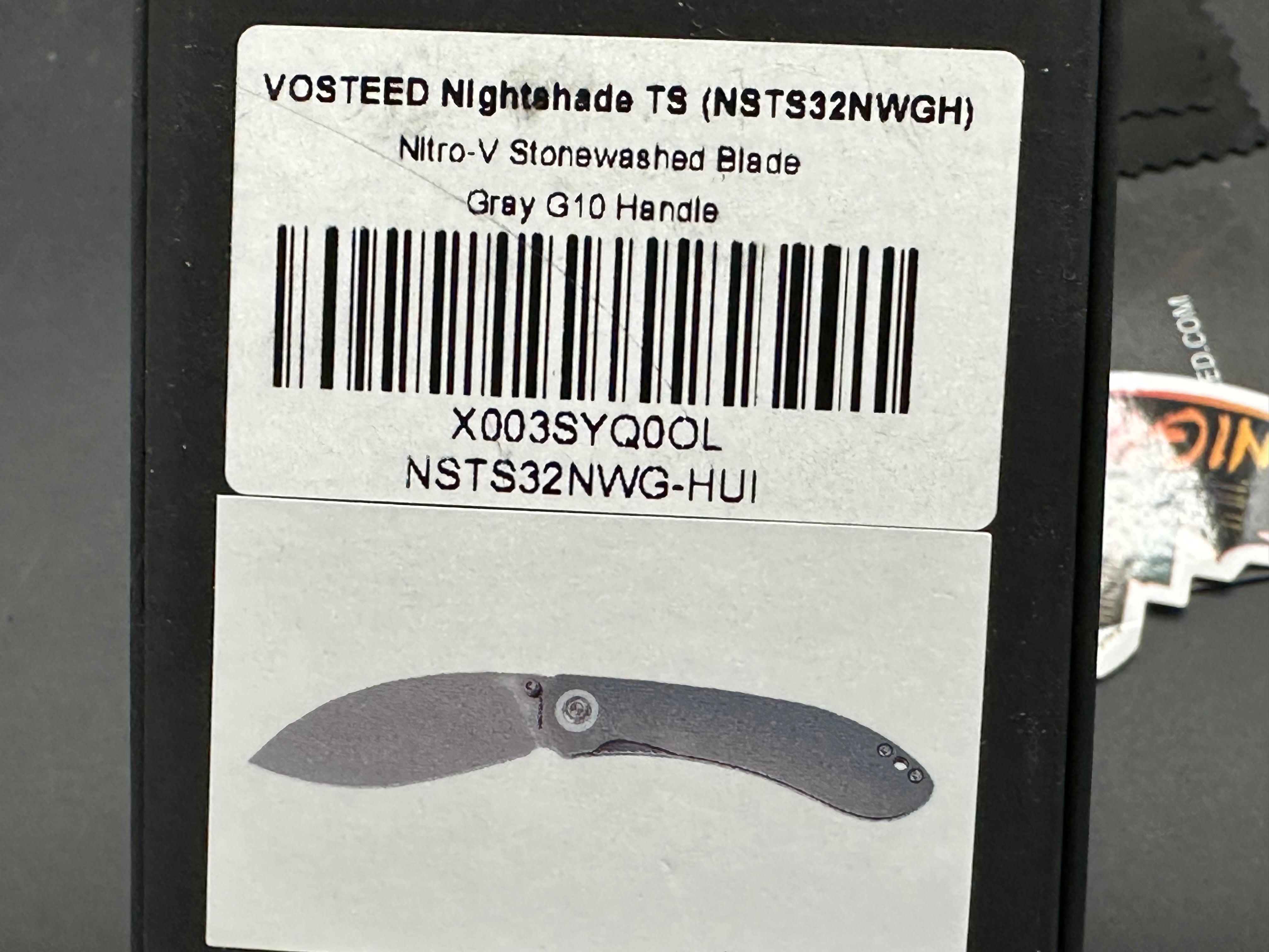 Vosteed Nightshade TS Shilin Cutter Liner Lock Knife (3.26" Nitro-V Blade & G10 Handle)