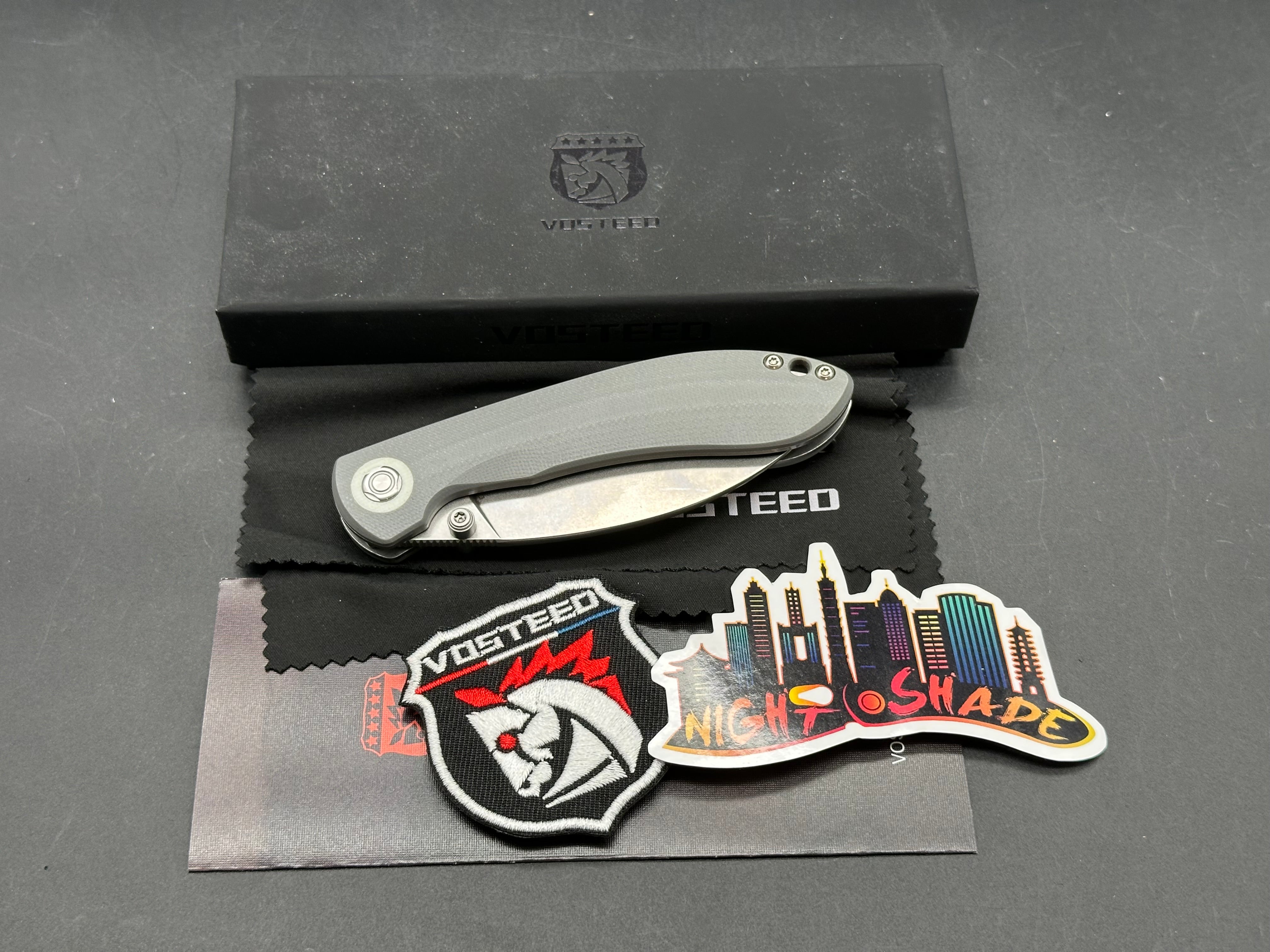 Vosteed Nightshade TS Shilin Cutter Liner Lock Knife (3.26" Nitro-V Blade & G10 Handle)