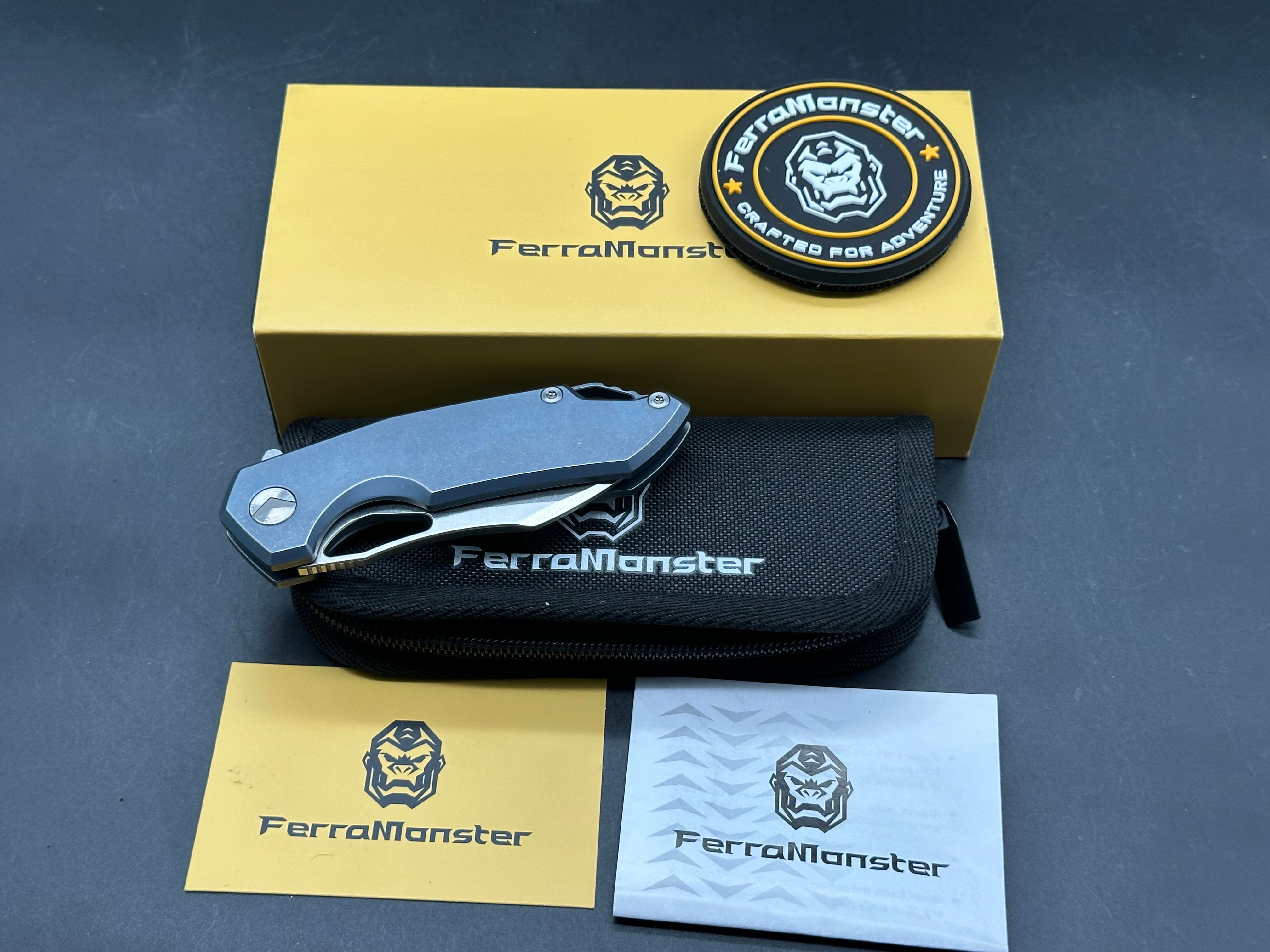 Ferramonster Glideman m390 blade blue Ti scales