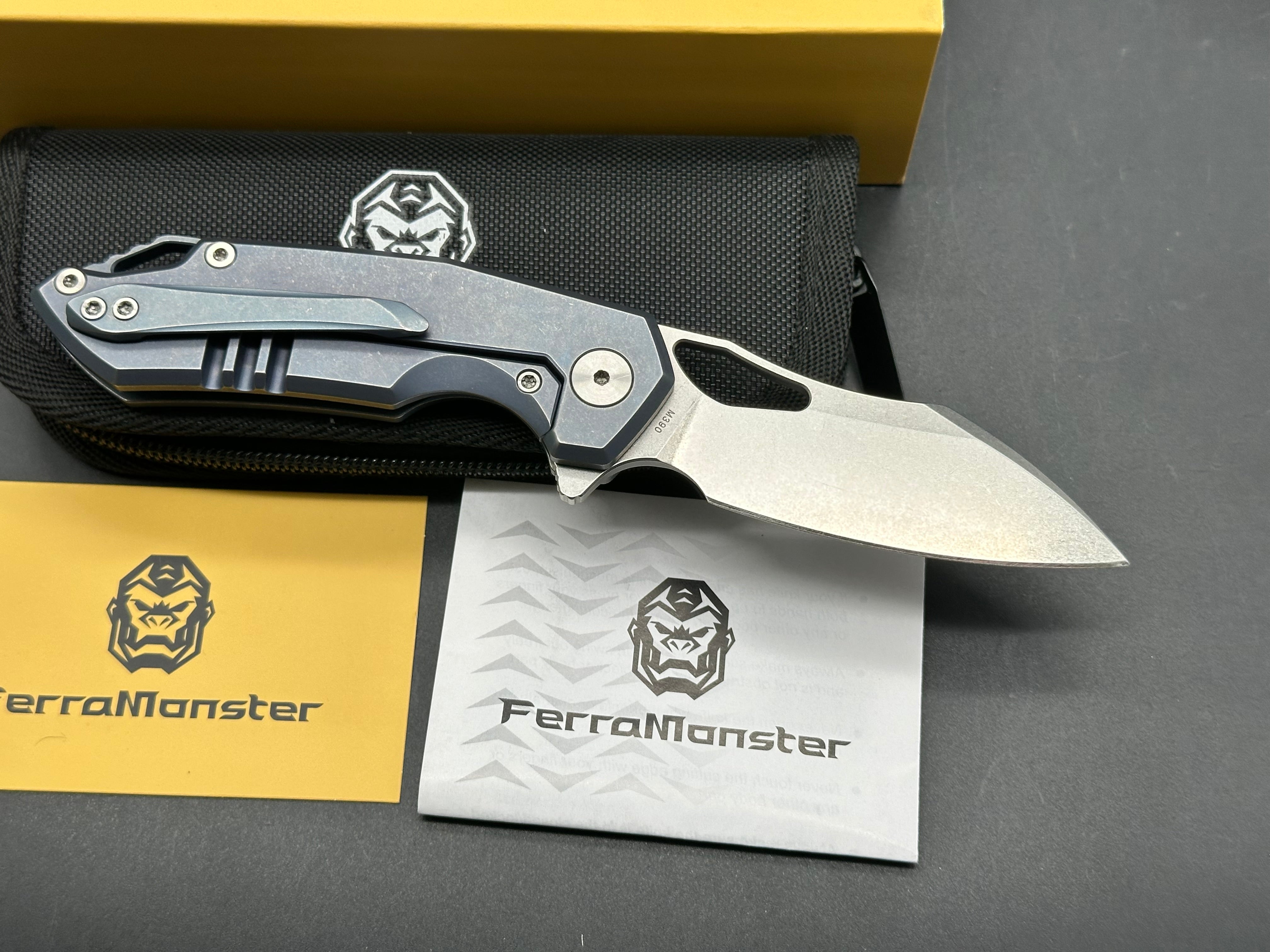 Ferramonster Glideman m390 blade blue Ti scales