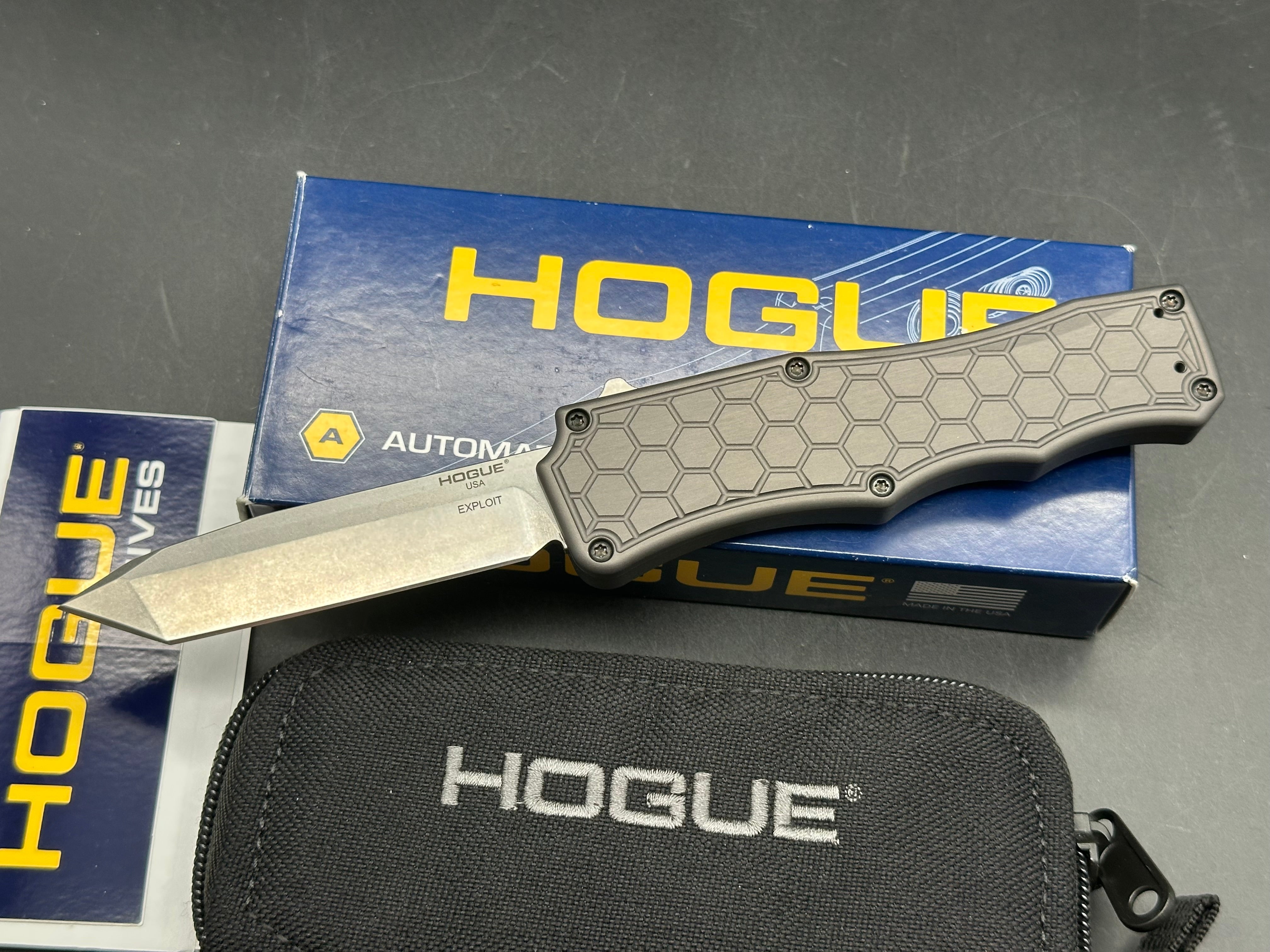 Hogue Knives Exploit OTF Automatic Knife Tanto Gray (3.5" Stonewash)
