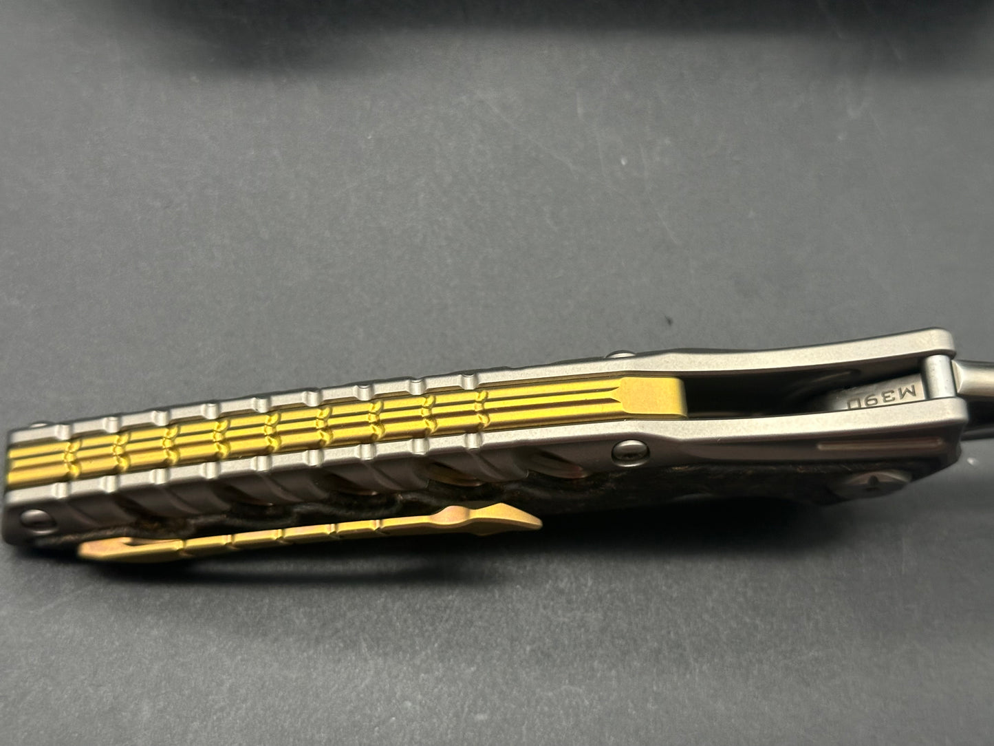 Maxace Knives Hive Frame Lock Knife Gold Marble CF (4.25" Satin w/ CF Inlay)