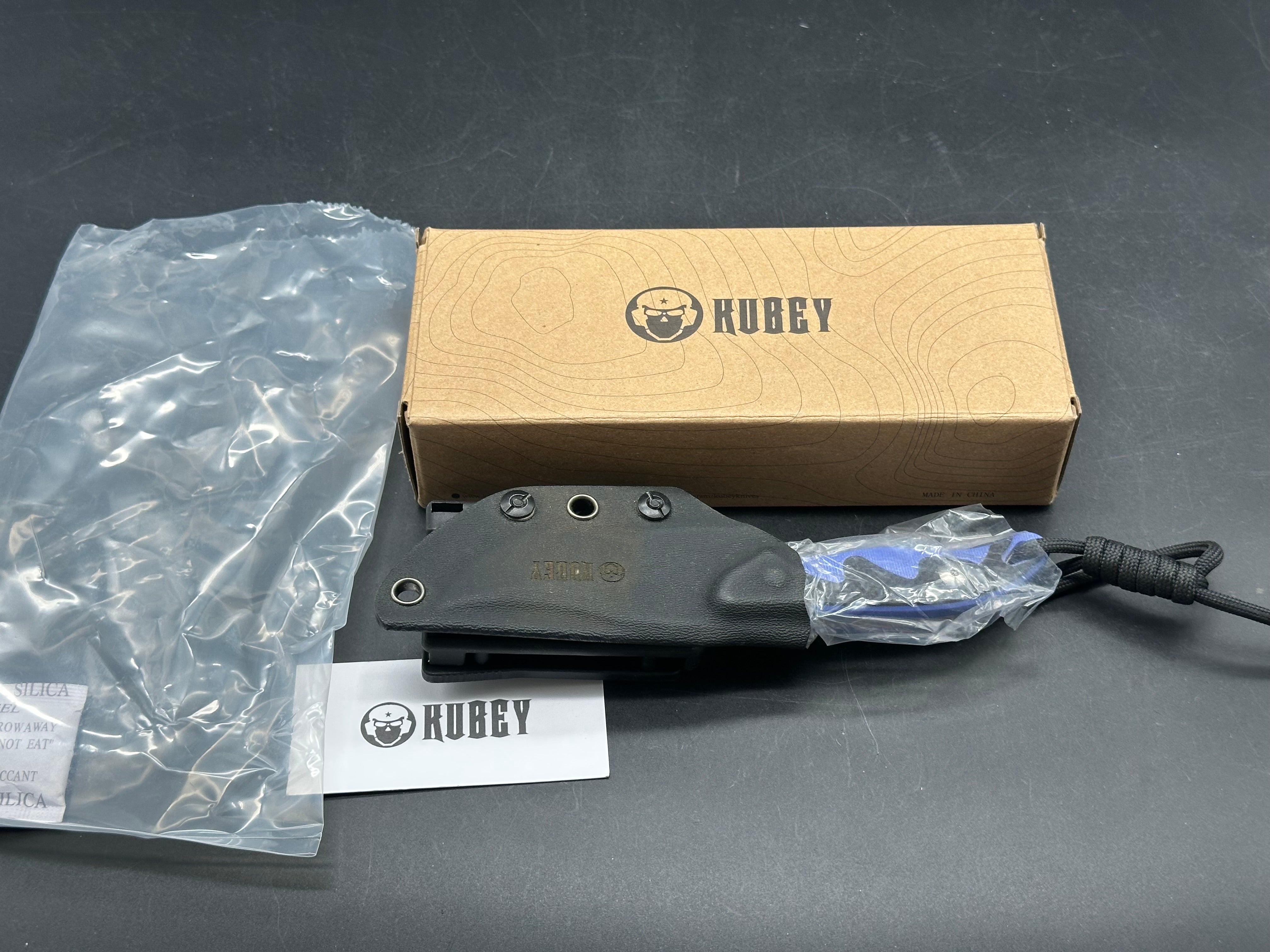 Kubey Fixed Blade knife G10 scales w/D2 blade