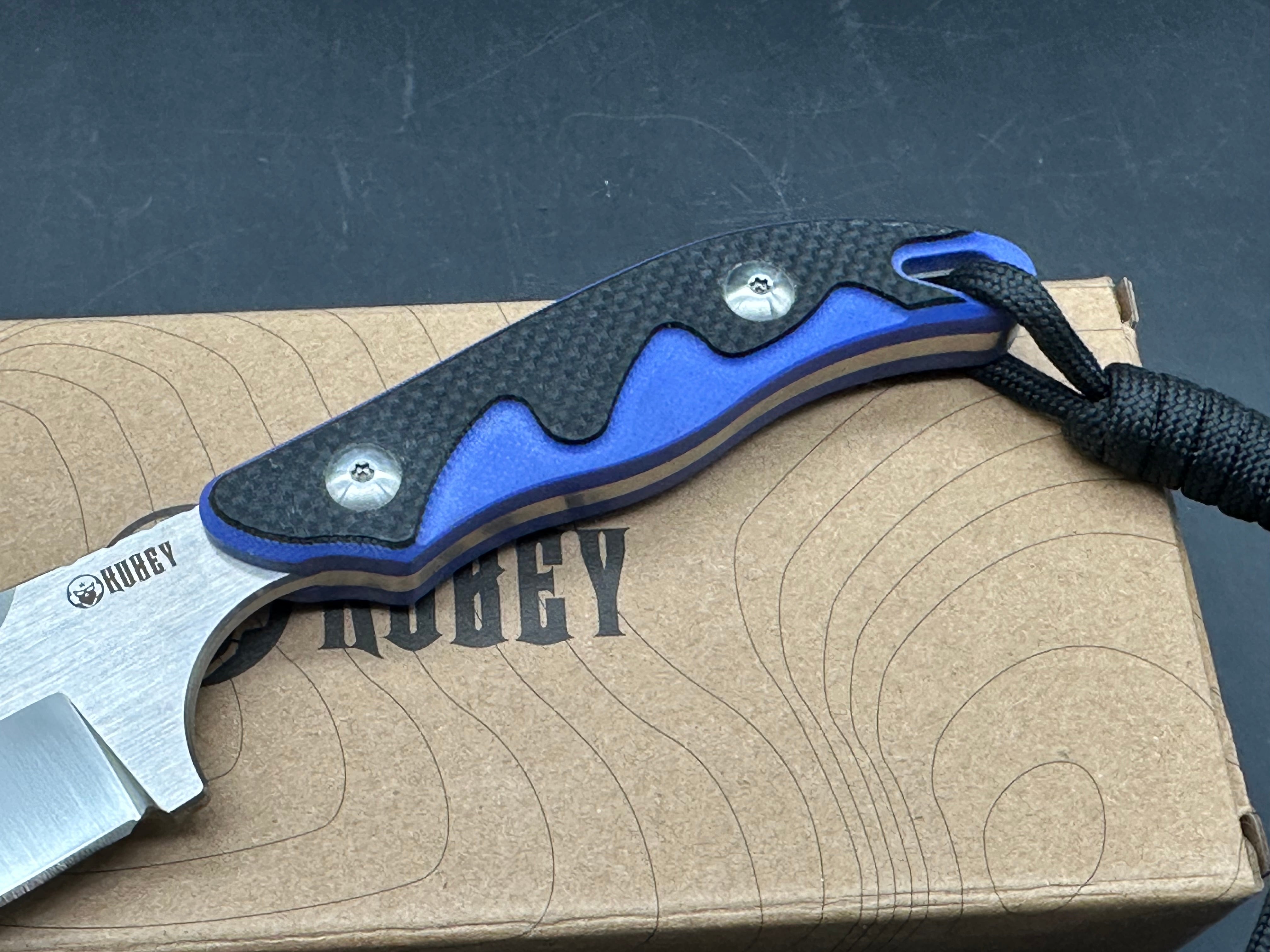 Kubey Fixed Blade knife G10 scales w/D2 blade