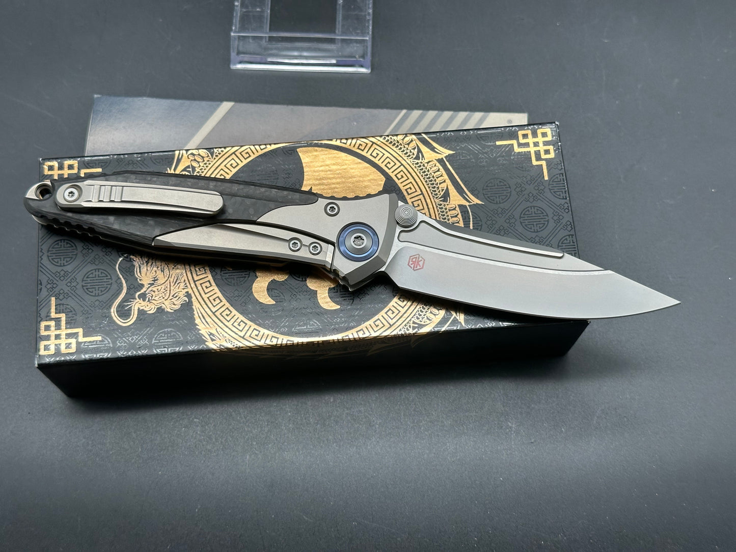 Microtech Socom Bravo Manual Folding Knife 4" M390 Blasted Clip Point Plain Blade, Bolstered Titanium Handles