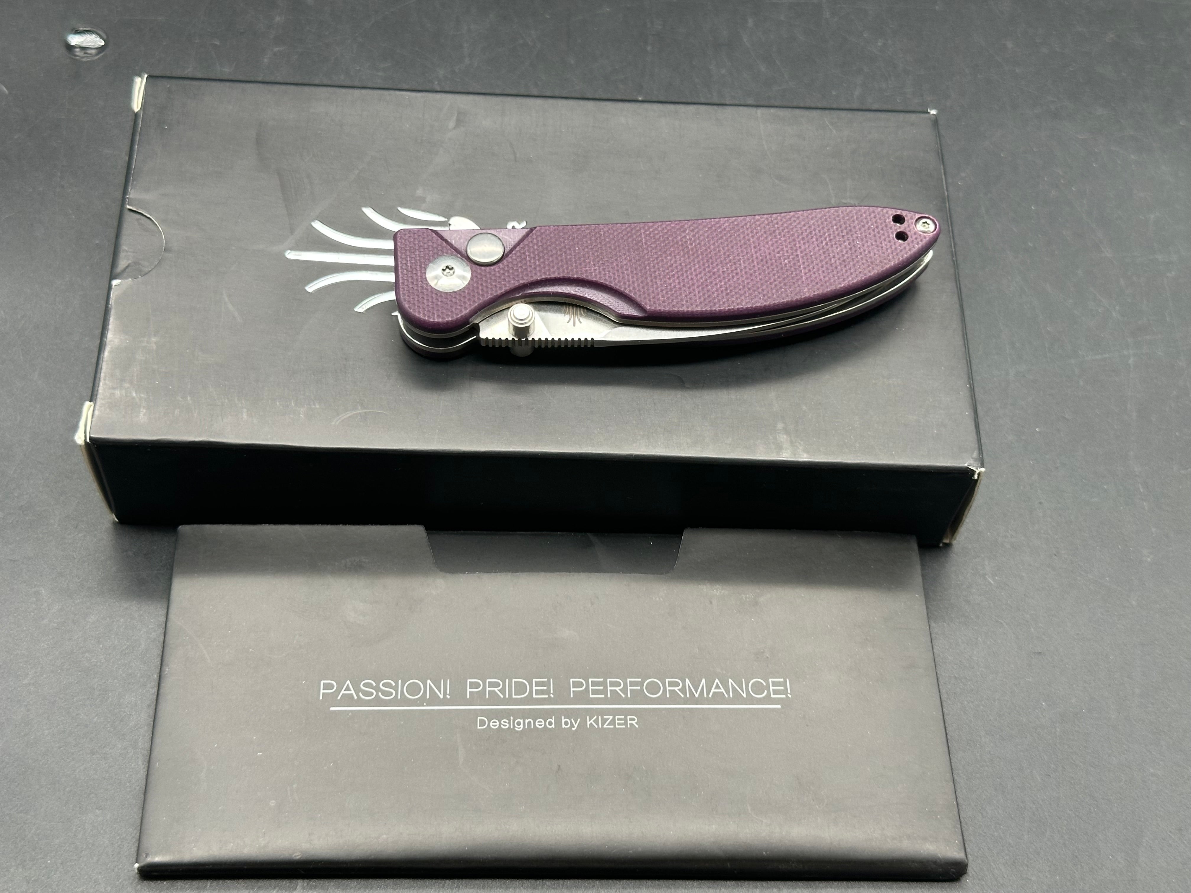 Kizer Swaggs Swayback Liner Lock Knife Purple G-10 (3" Stonewash)