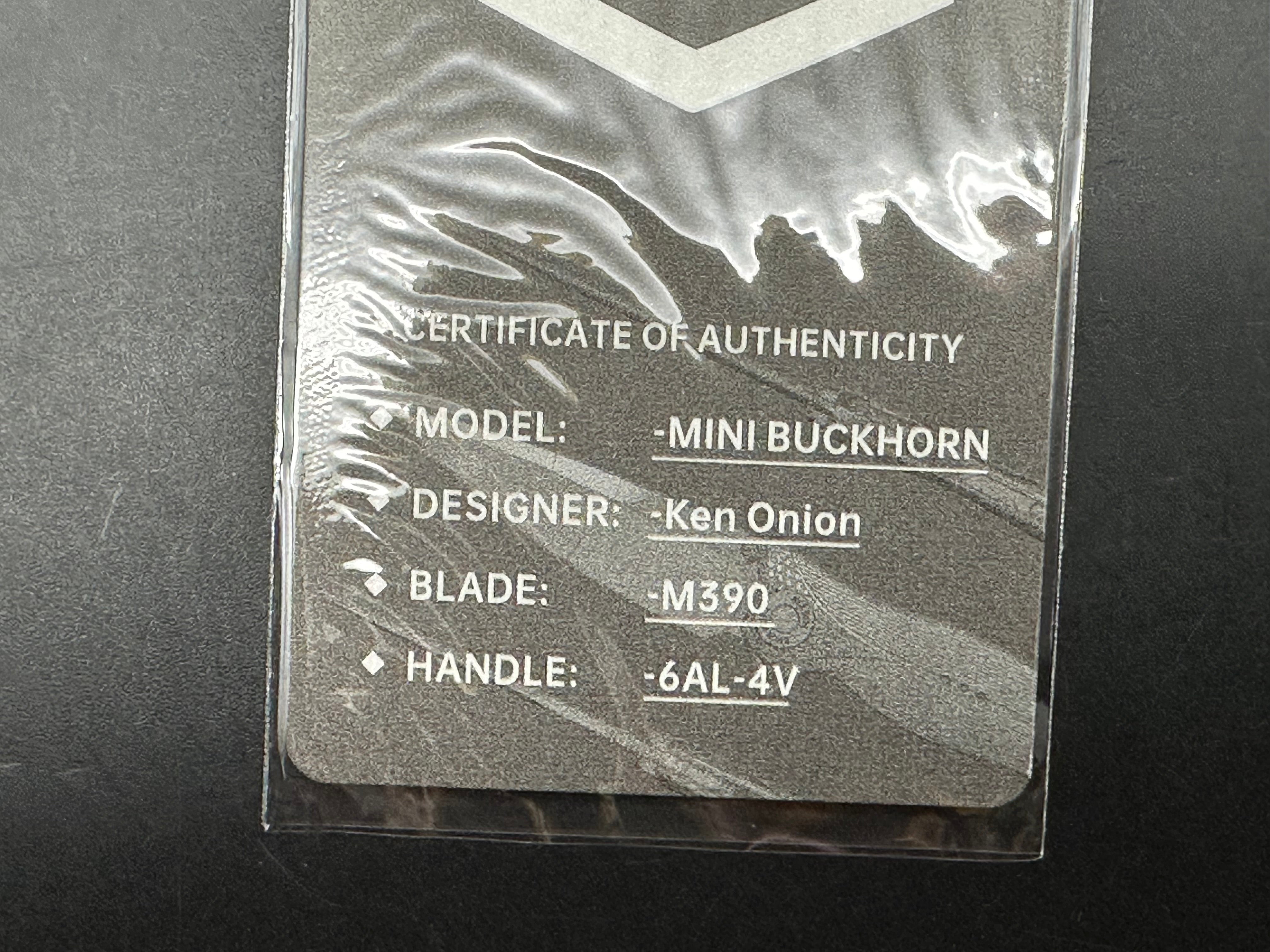 Karbon / Rike Mini Buckhorn m390 blade TI scales