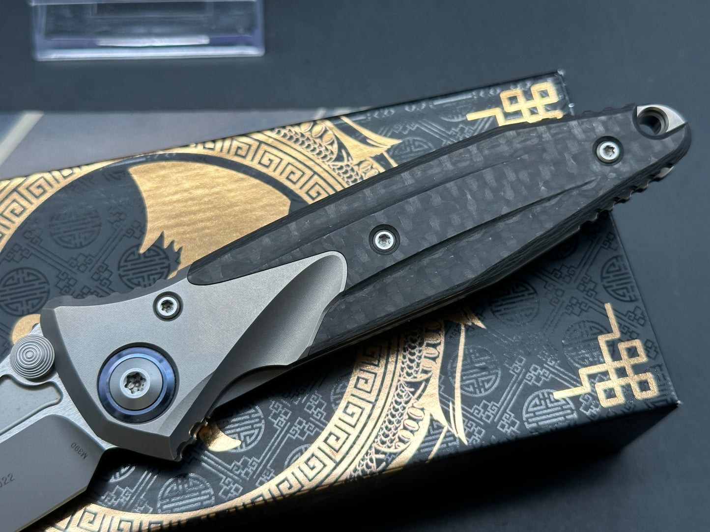 Microtech Socom Bravo Manual Folding Knife 4" M390 Blasted Clip Point Plain Blade, Bolstered Titanium Handles