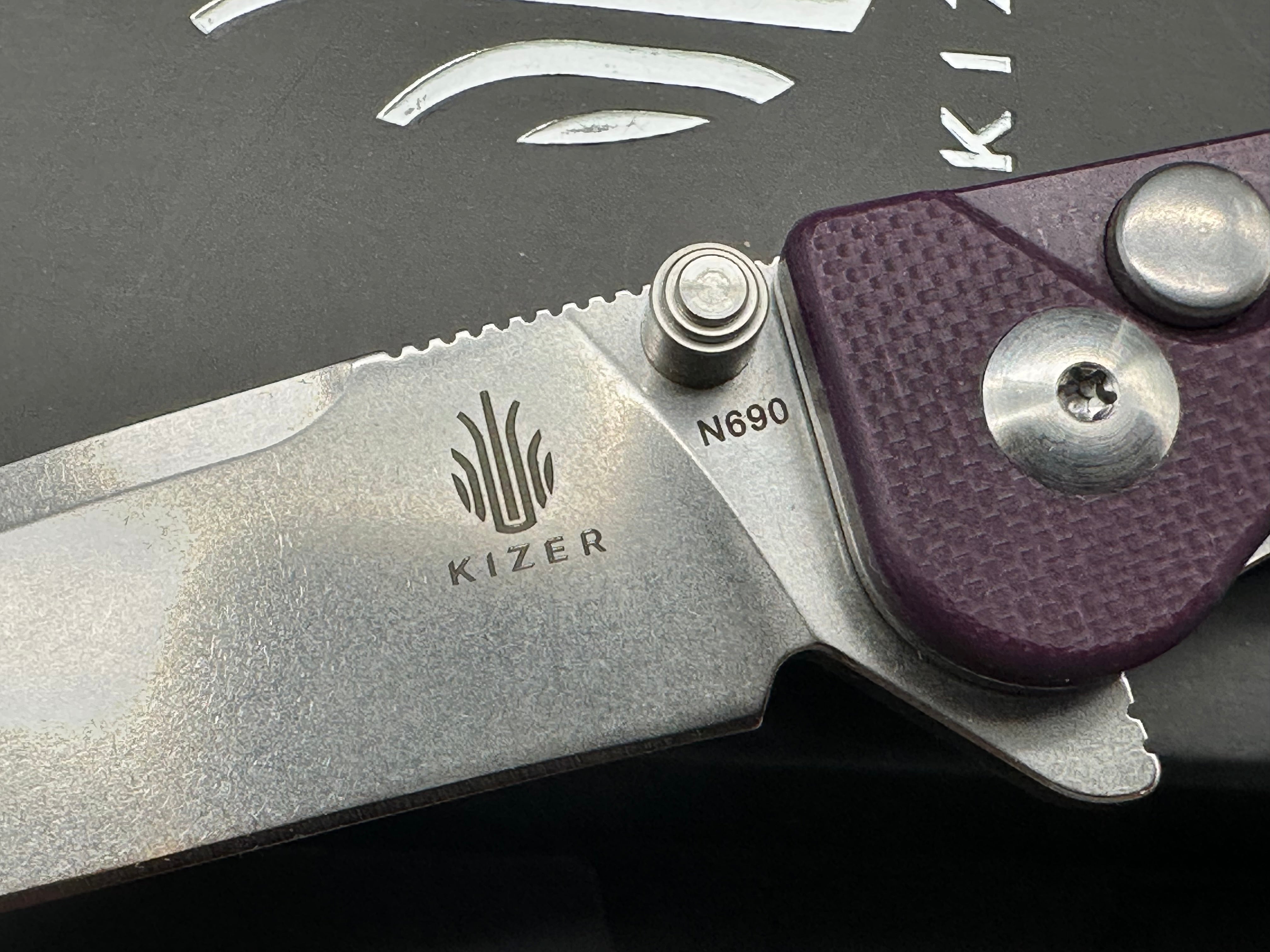 Kizer Swaggs Swayback Liner Lock Knife Purple G-10 (3" Stonewash)