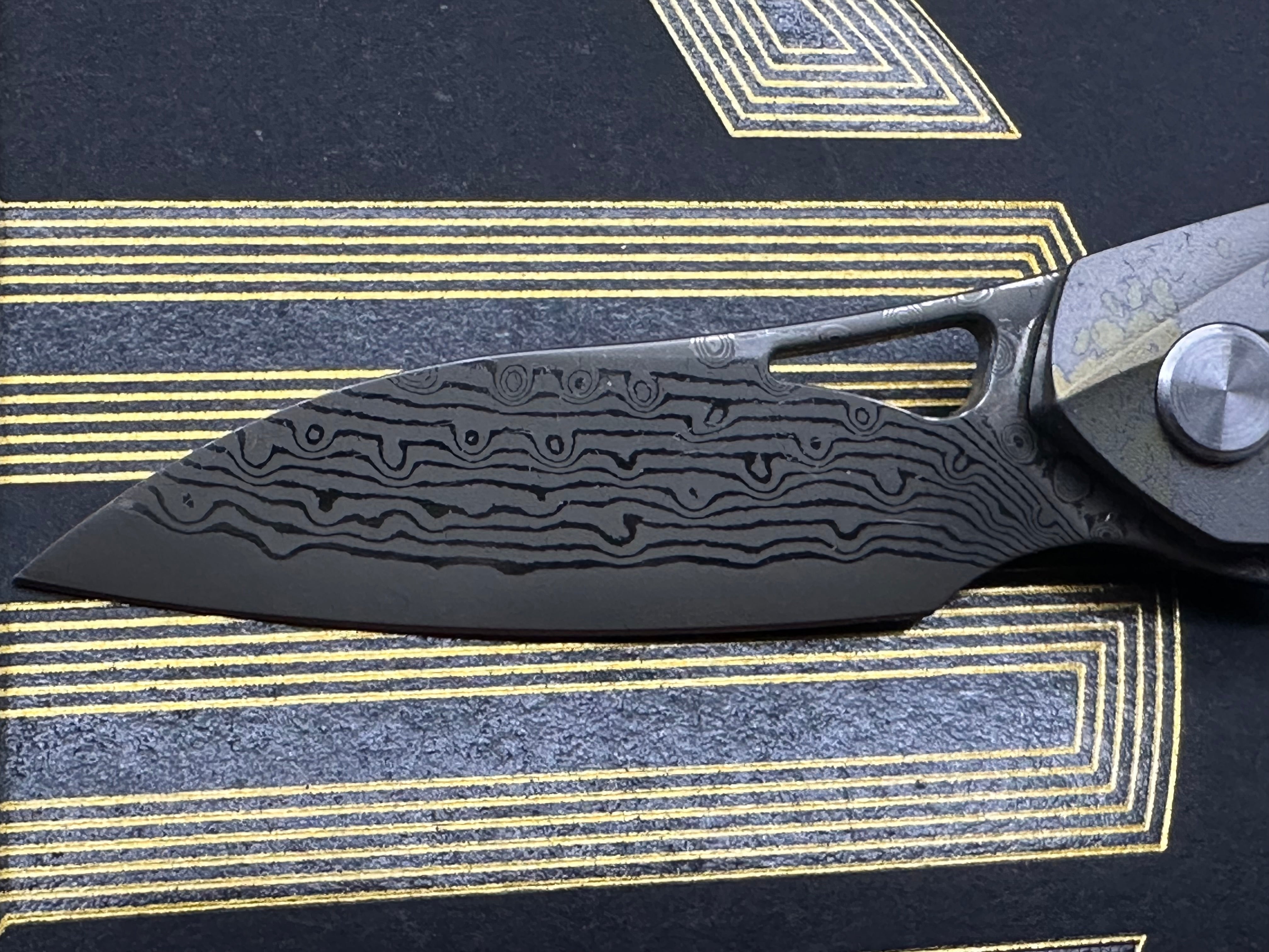 Bestech Knives Isham Reticulan Frame Lock Knife Flamed Ti (2" Damascus)