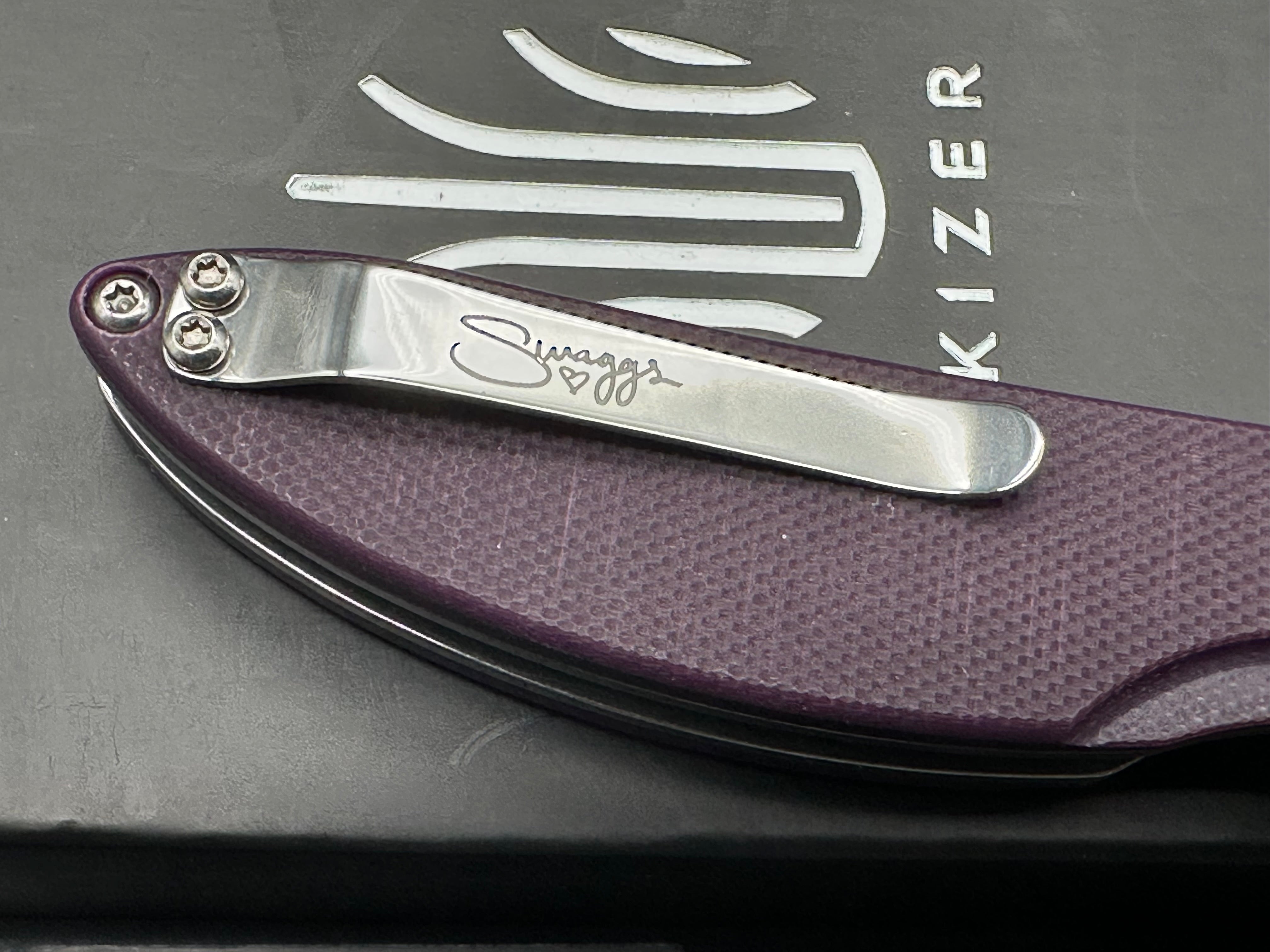 Kizer Swaggs Swayback Liner Lock Knife Purple G-10 (3" Stonewash)