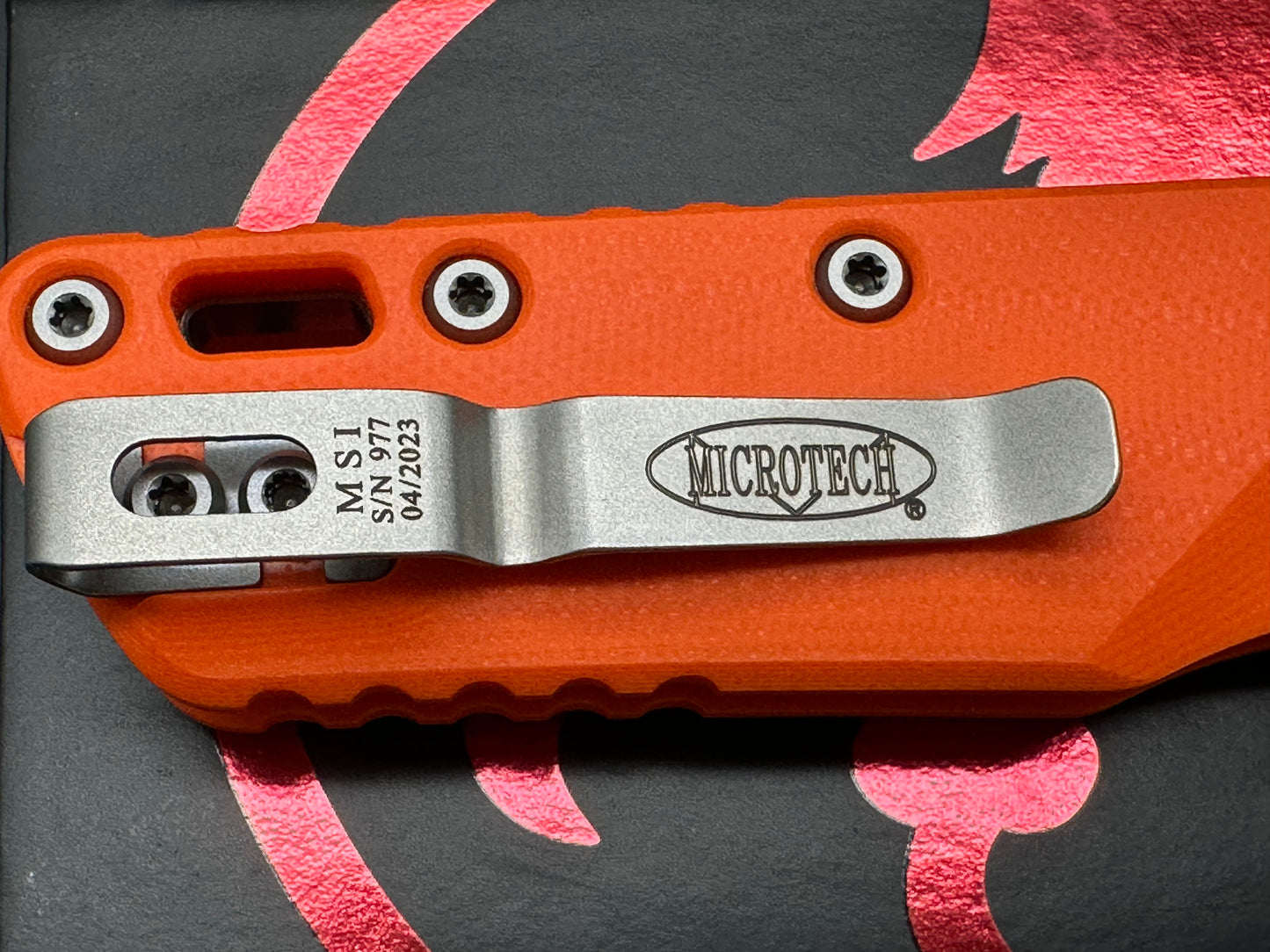 Microtech Standard Issue MSI Ram-Lok Knife Orange G-10 (3.8" Stonewash)