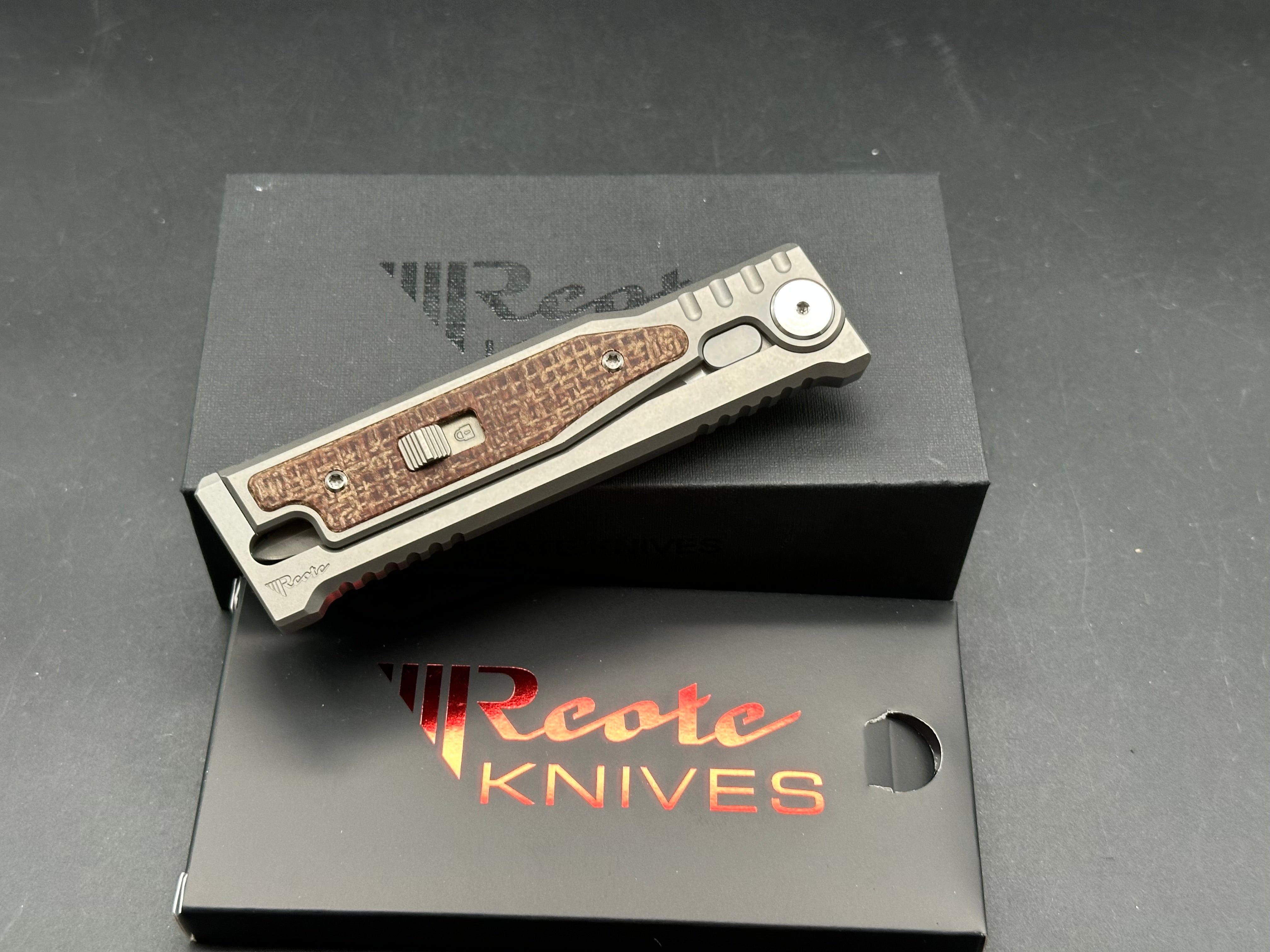 Reate Exo-M #578 Double Edge CPM-3V titanium/Burlap Micarta