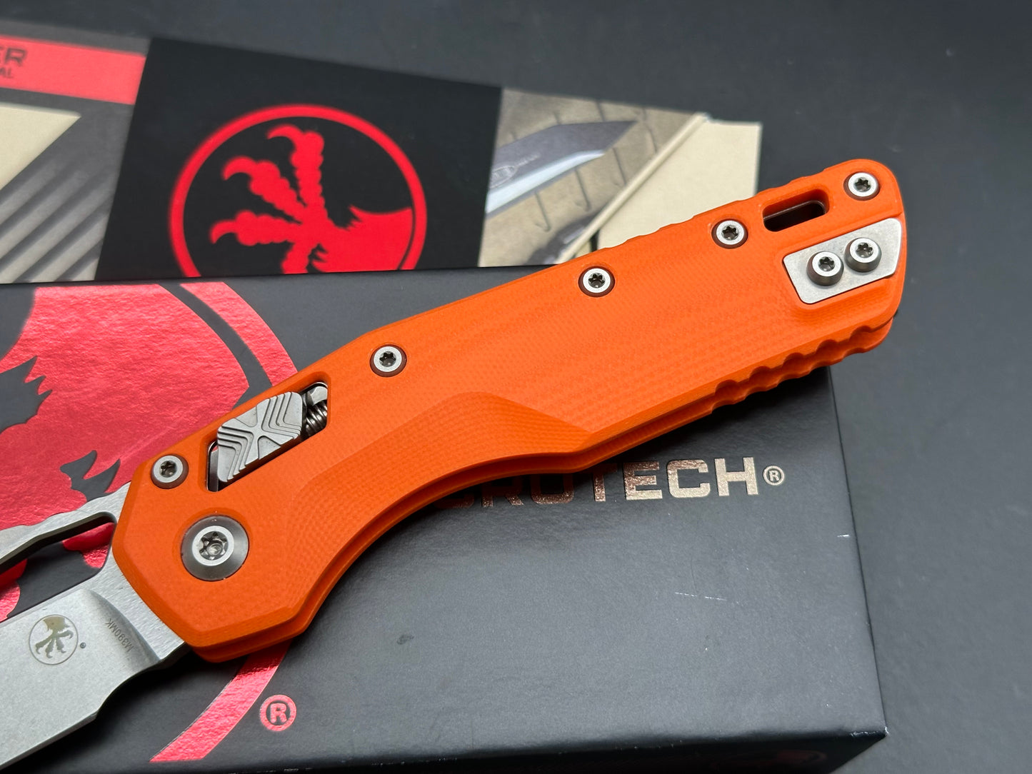 Microtech Standard Issue MSI Ram-Lok Knife Orange G-10 (3.8" Stonewash)