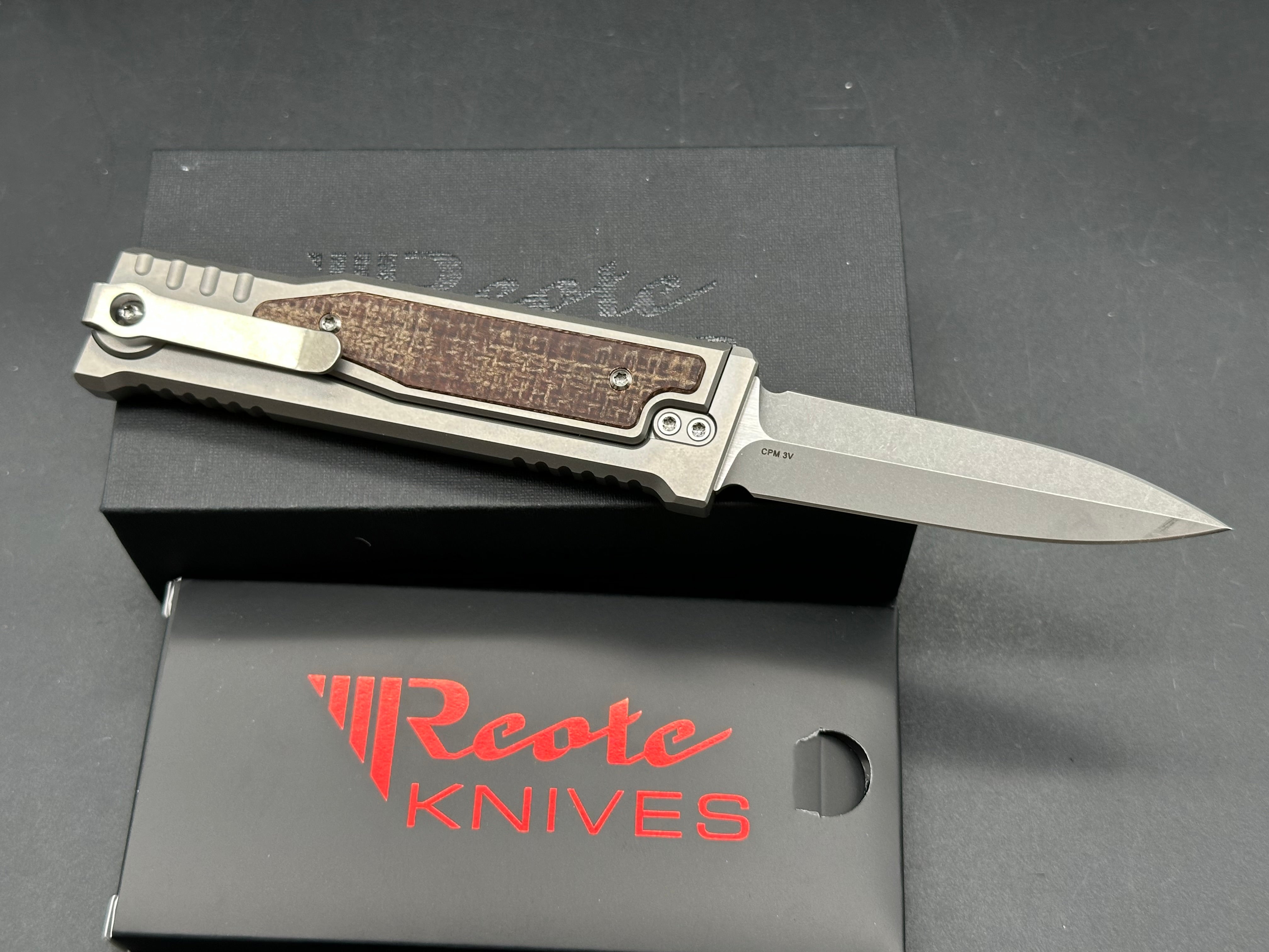 Reate Exo-M #578 Double Edge CPM-3V titanium/Burlap Micarta
