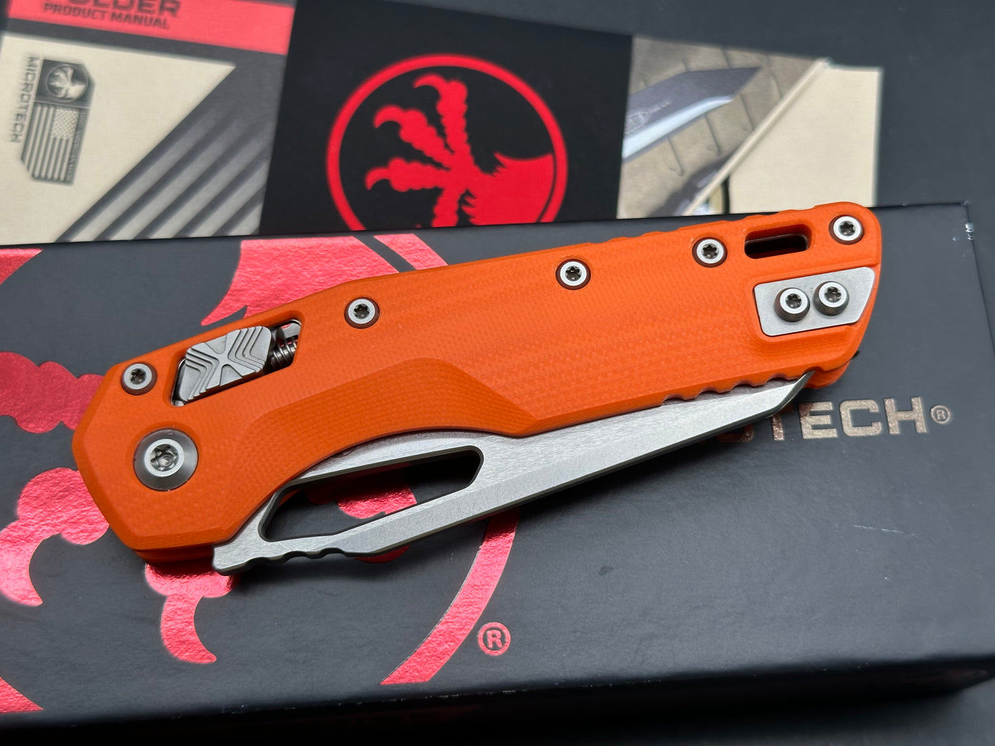 Microtech Standard Issue MSI Ram-Lok Knife Orange G-10 (3.8" Stonewash)