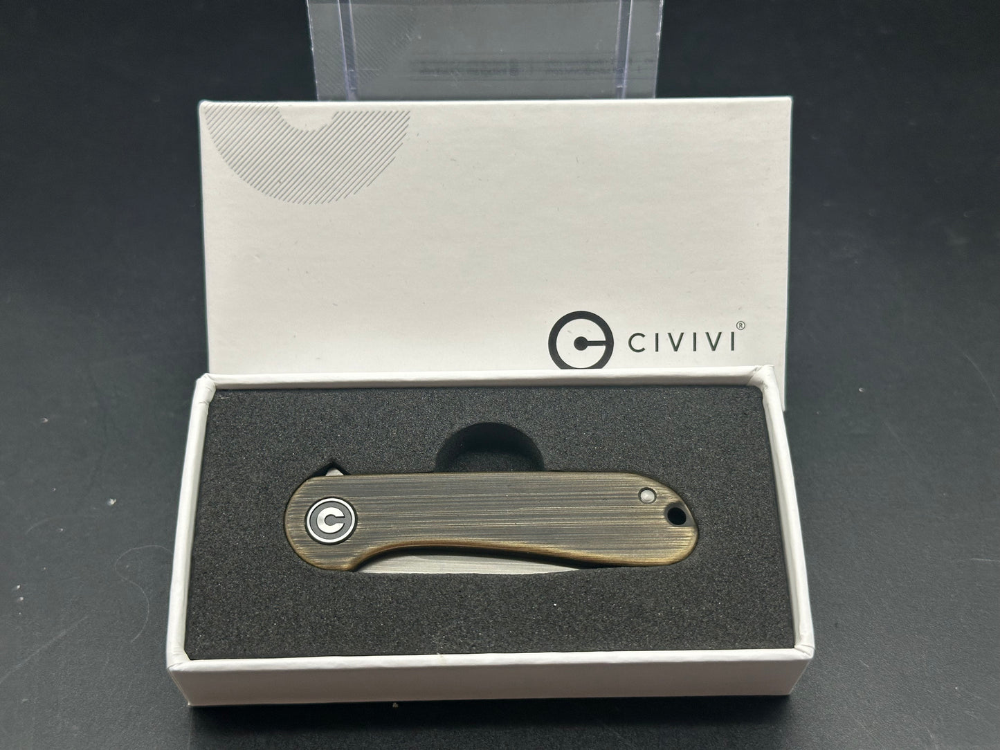 CIVIVI Mini Elementum Frame Lock Knife Hand-Rubbed Brass