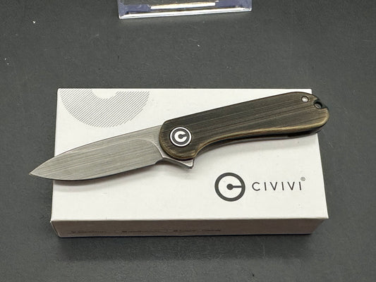 CIVIVI Mini Elementum Frame Lock Knife Hand-Rubbed Brass