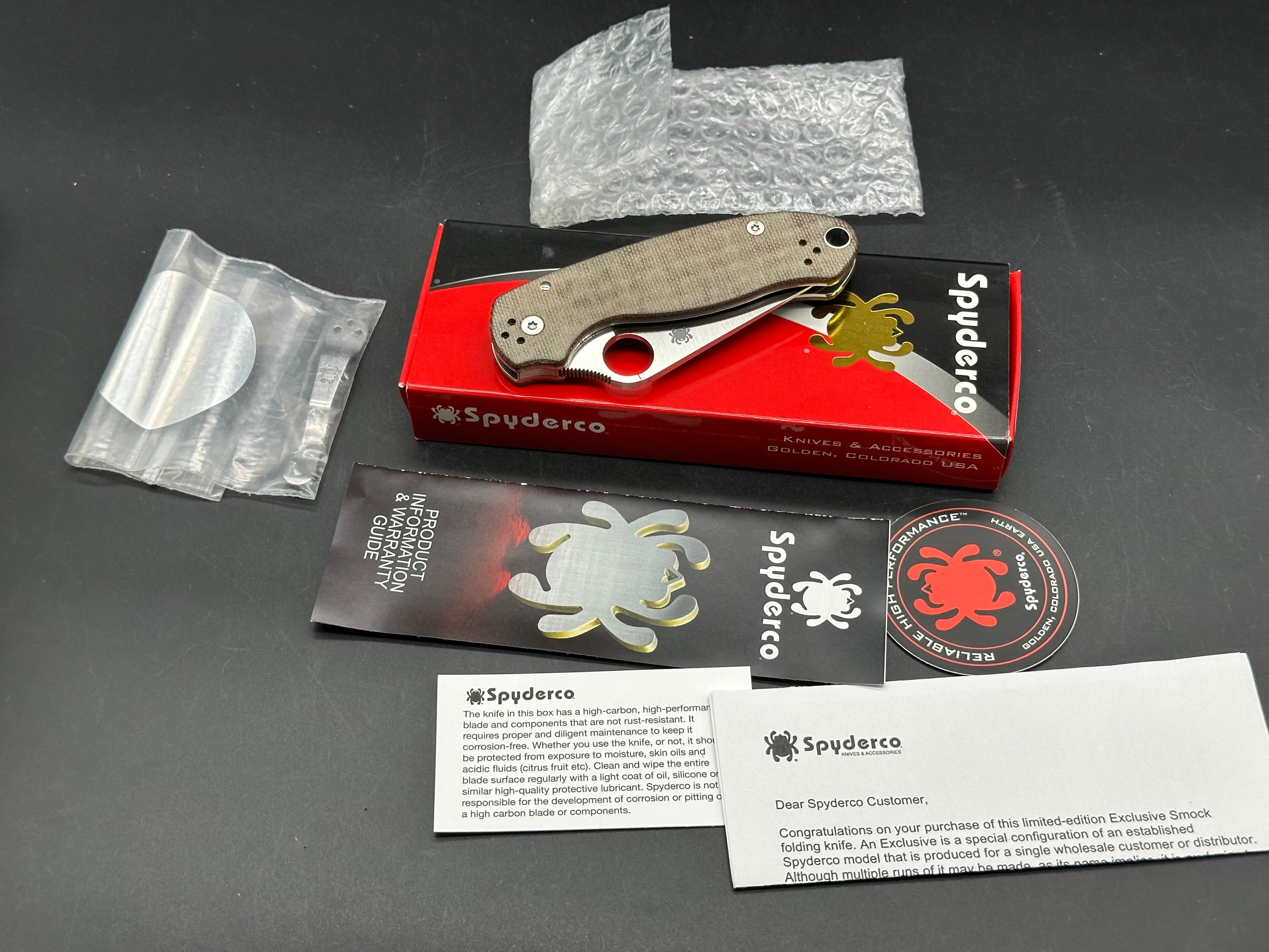 Spyderco para 3 cruwear blade micarta scales