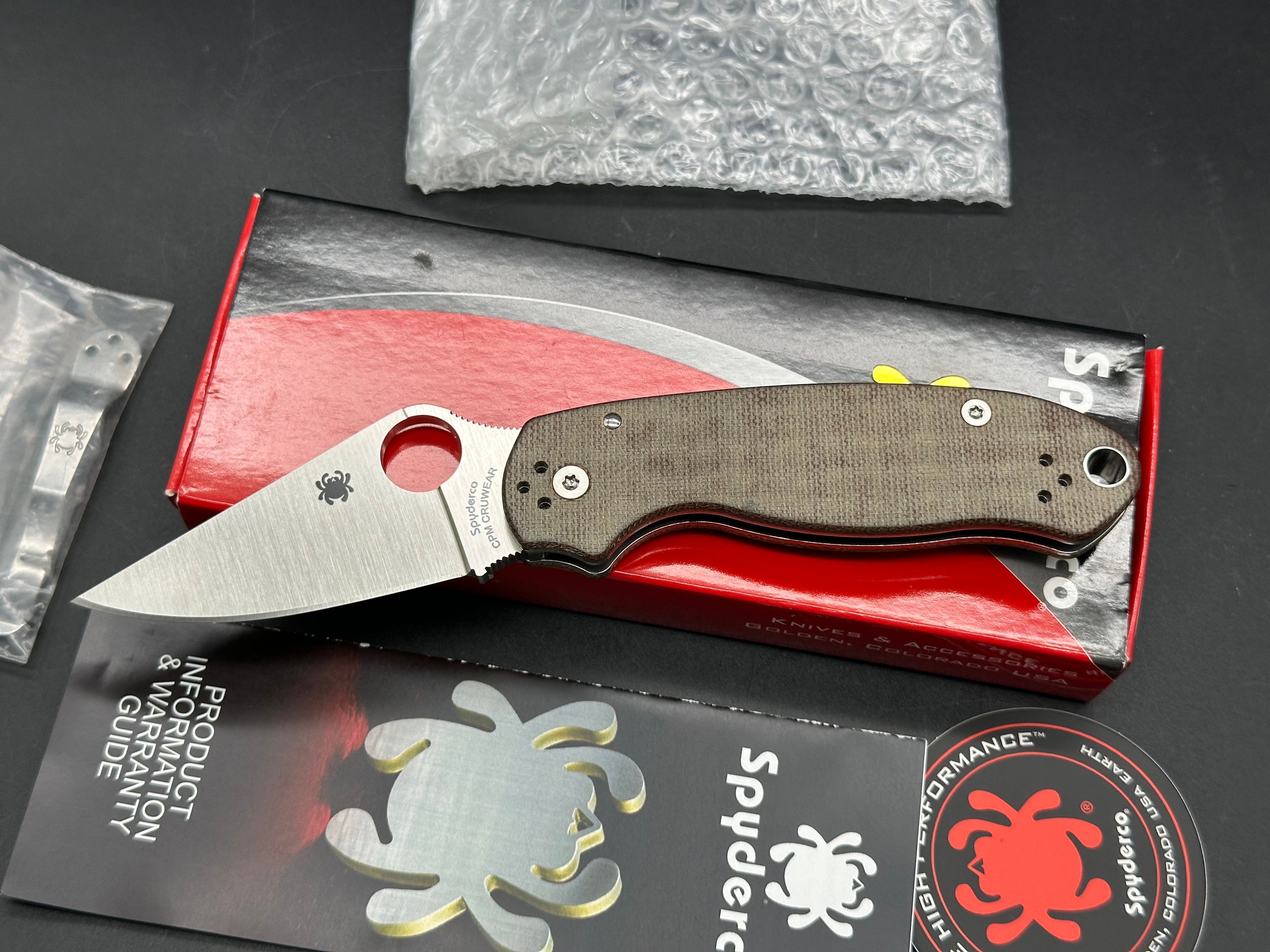 Spyderco para 3 cruwear blade micarta scales
