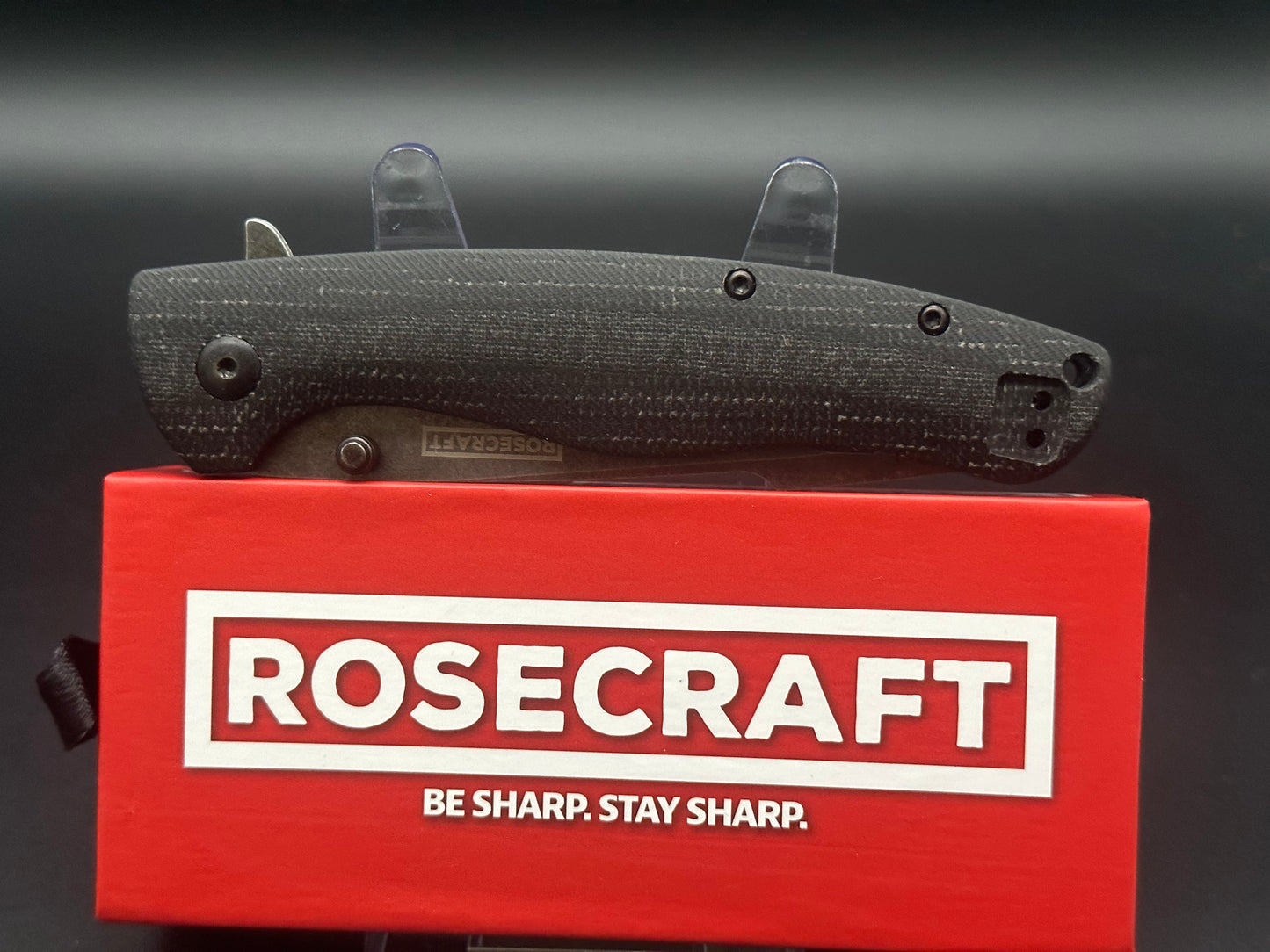 RoseCraft Mohawk black micarta scales w/D2 blade