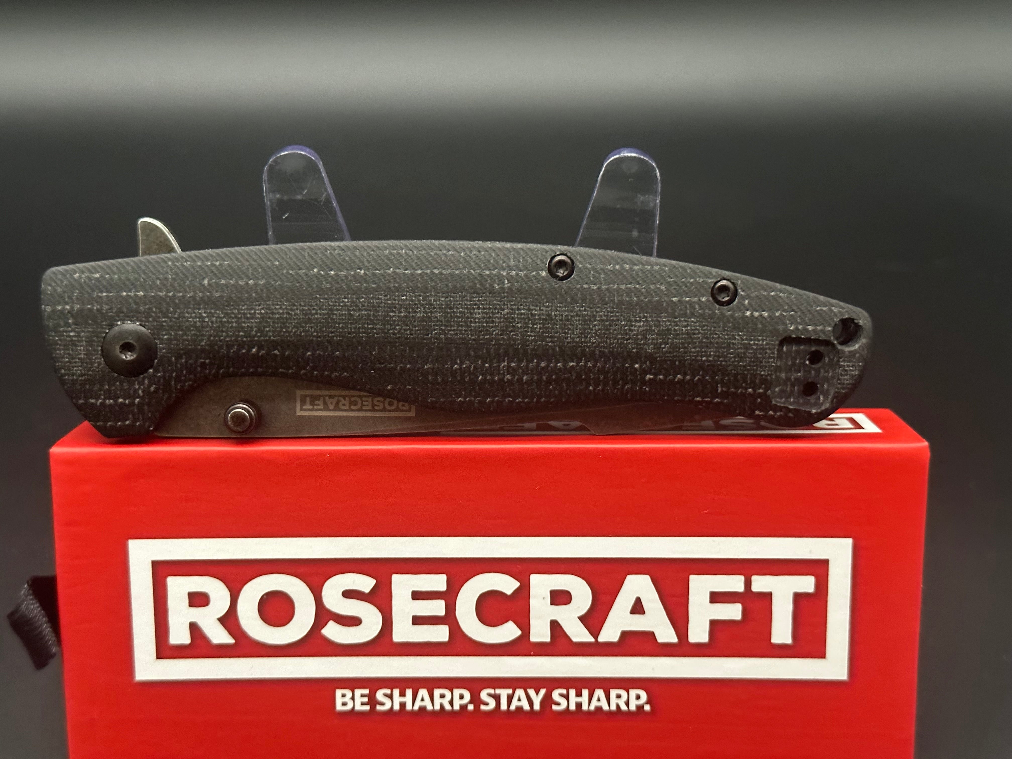 RoseCraft Mohawk black micarta scales w/D2 blade