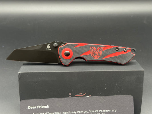 Kizer Friday Club | Tiger Mini Critical | 2.99" 3V Blade | Black&Red G10 Handle