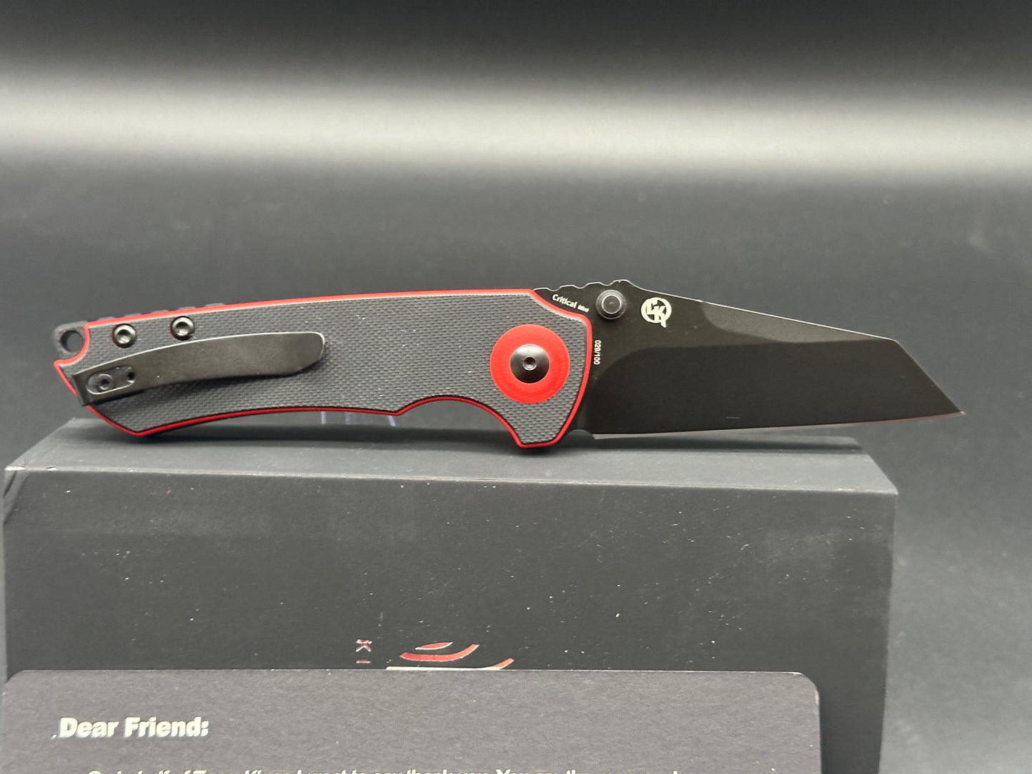 Kizer Friday Club | Tiger Mini Critical | 2.99" 3V Blade | Black&Red G10 Handle