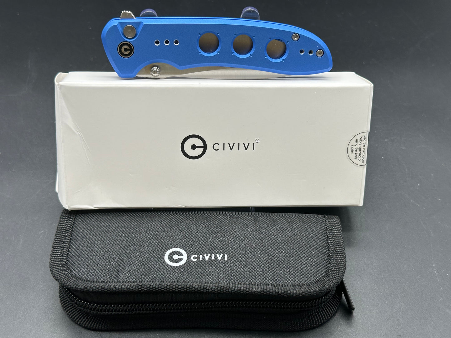 CIVIVI Hyperpulse Button Lock Knife Blue Aluminum (3.5" Satin)