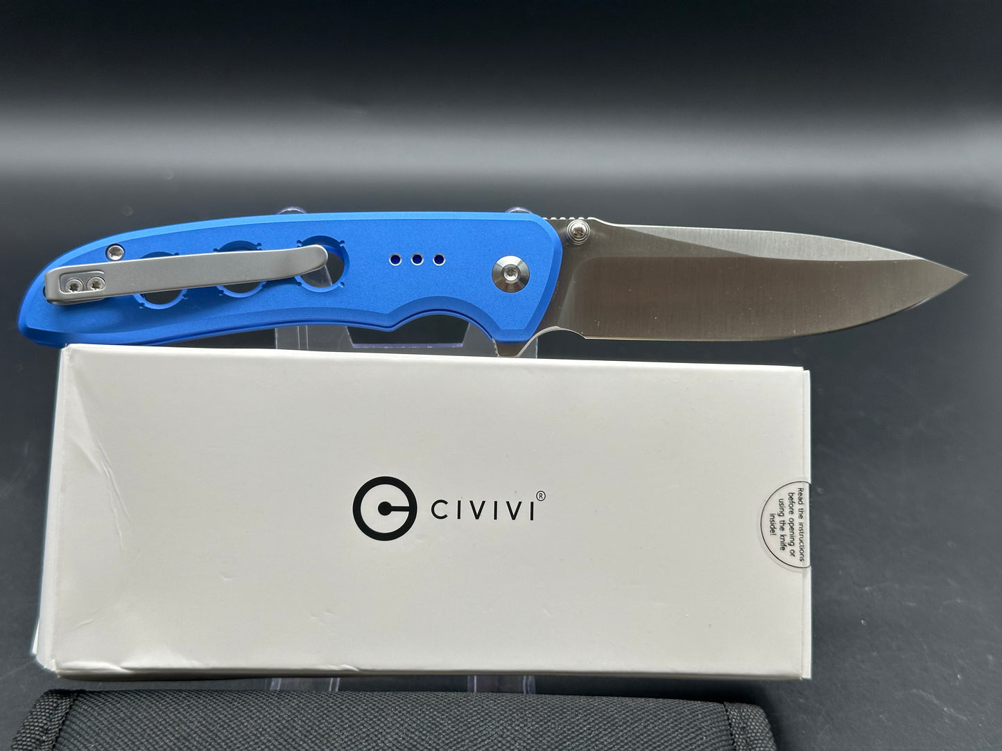 CIVIVI Hyperpulse Button Lock Knife Blue Aluminum (3.5" Satin)