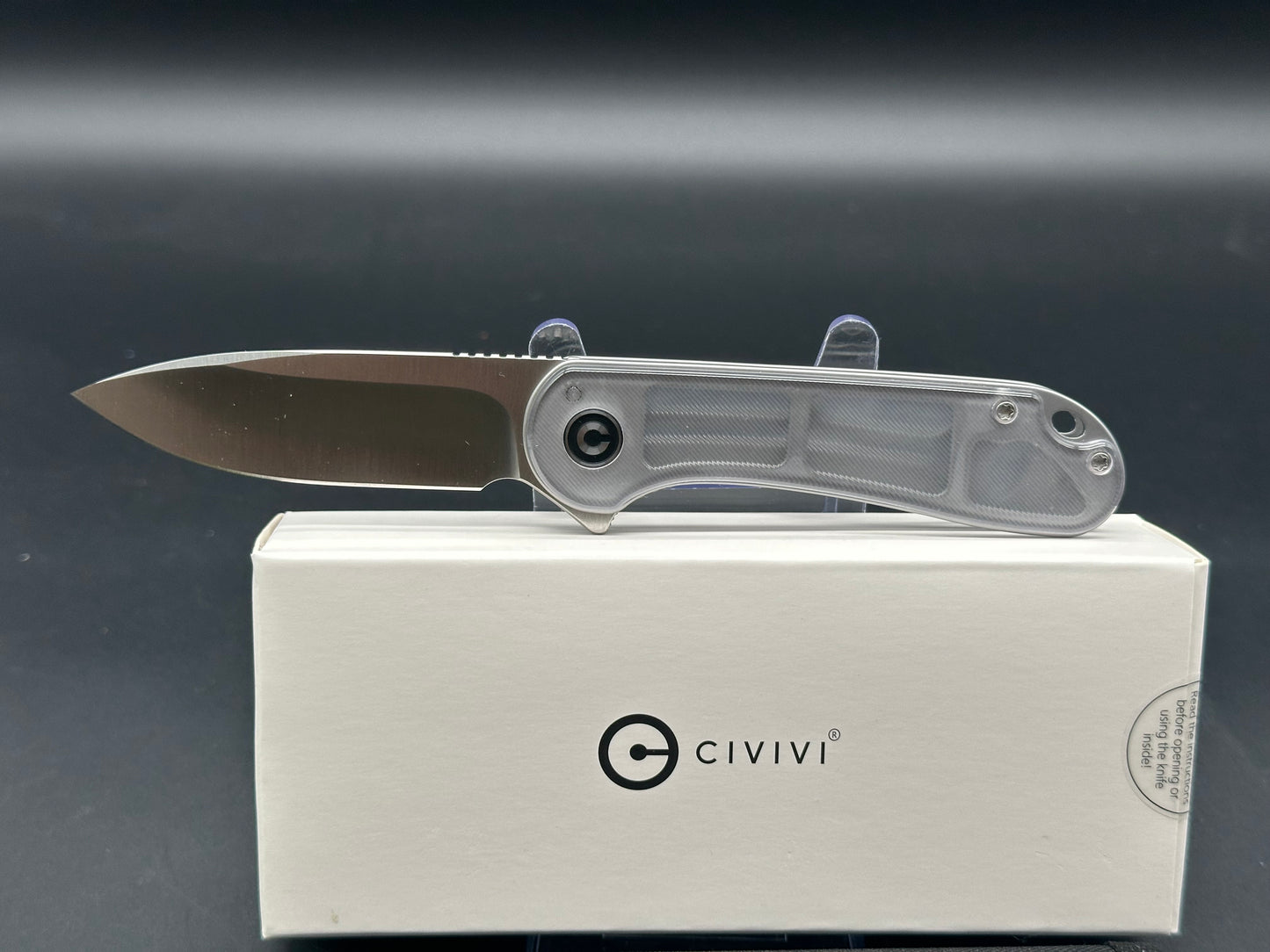 CIVIVI Elementum Liner Lock Knife Polished/Clear Lexan (2.96" Satin) C907A-7