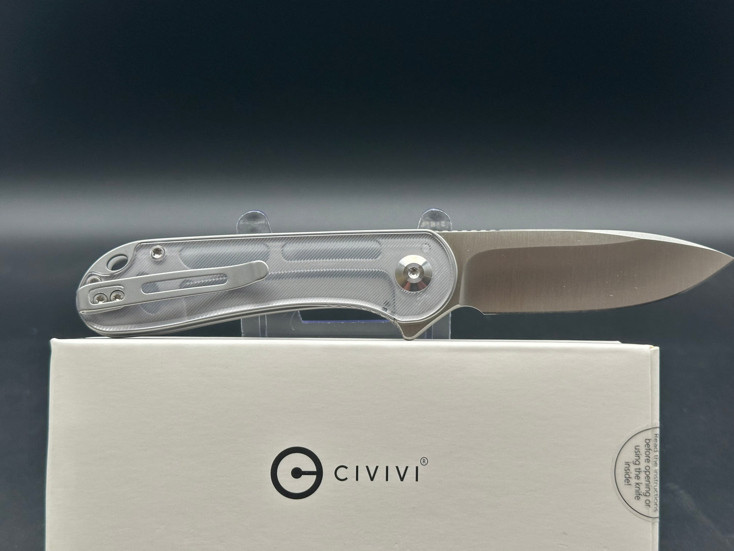 CIVIVI Elementum Liner Lock Knife Polished/Clear Lexan (2.96" Satin) C907A-7