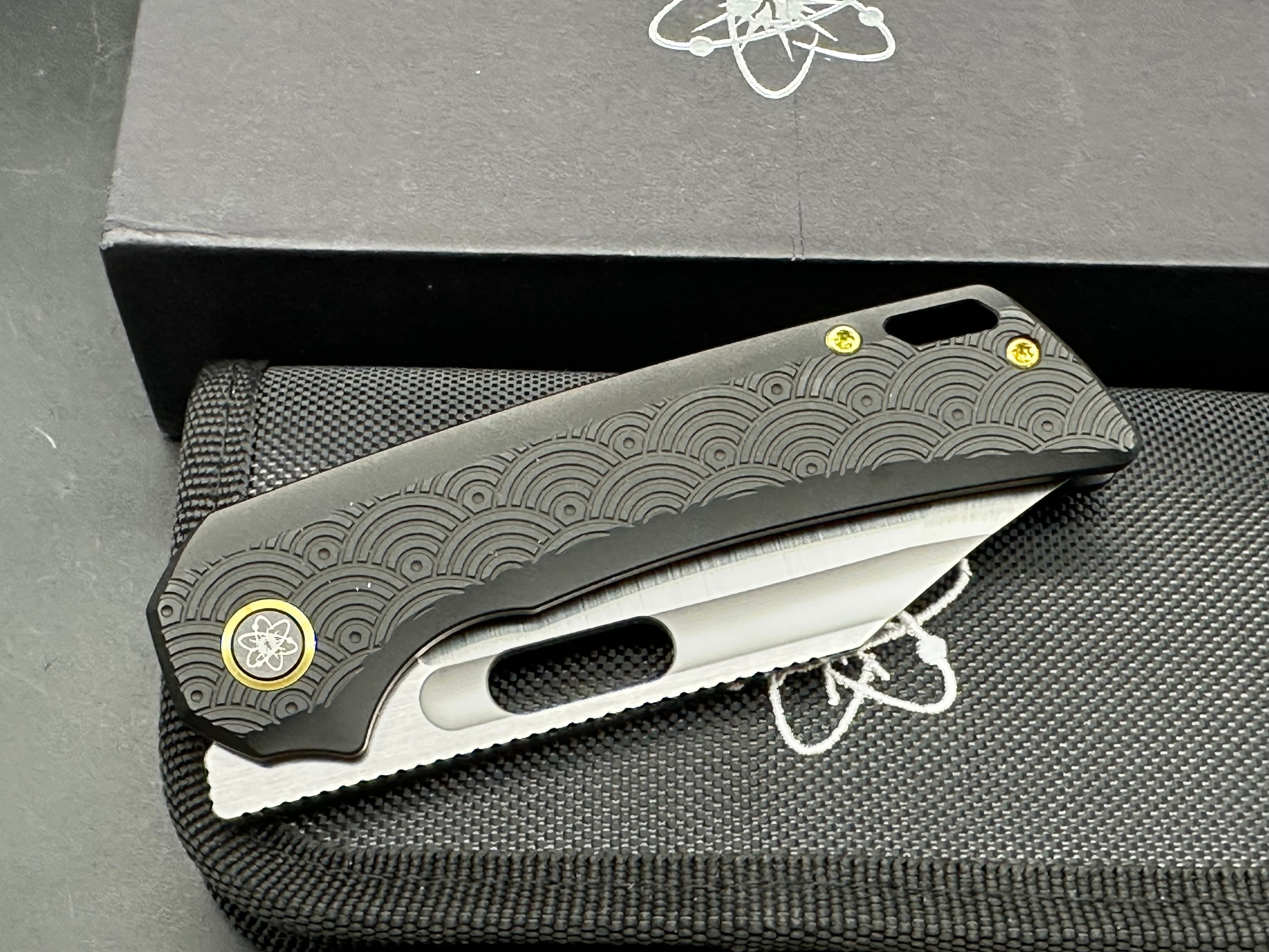 EMP EDC - Relative/Black Milled "Dark Seigaiha" Ti Handle + Bronze Hardware/Bowie/Satin Magnacut