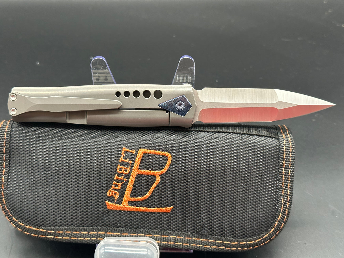 LiBing JinKe titanium front flipper w/Mokuti accents M390