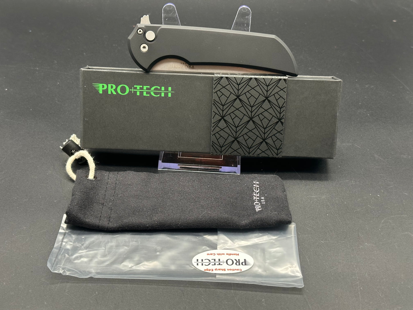 ProTech Mordax Button Lock Knife Black Aluminum Magnacut