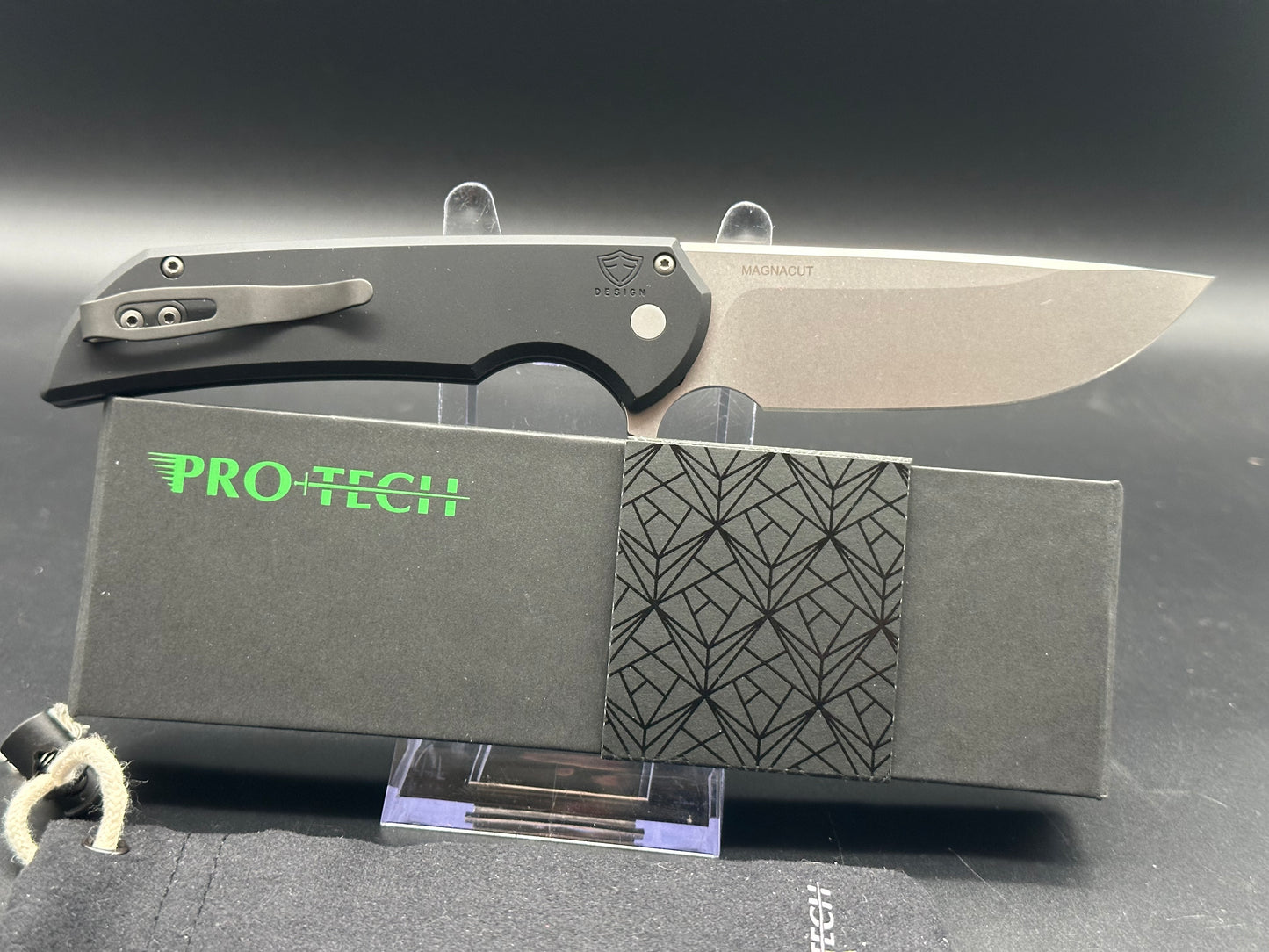 ProTech Mordax Button Lock Knife Black Aluminum Magnacut