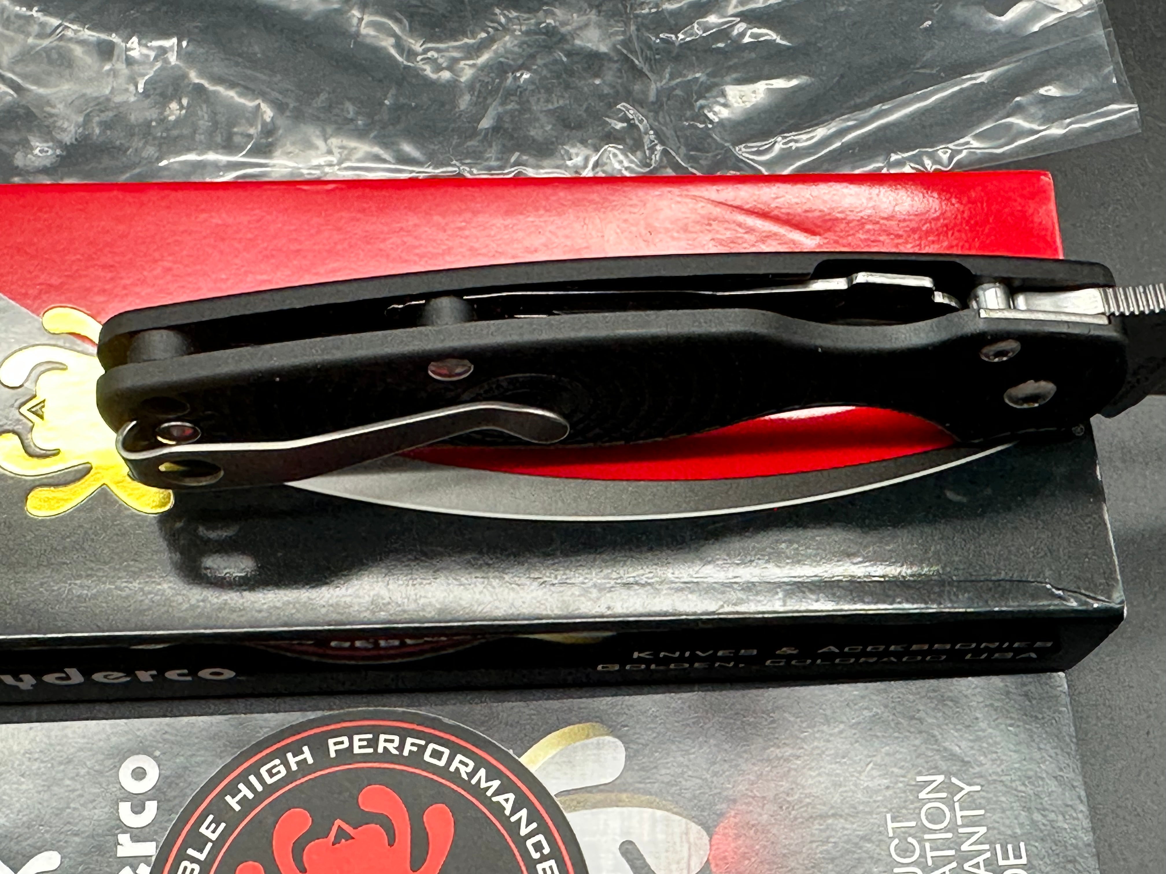 Spyderco Para Military 2 Lightweight, 3.47" CTS BD1N Stonewash Blade with Black FRN Scales plus Lynch Titanium Clip