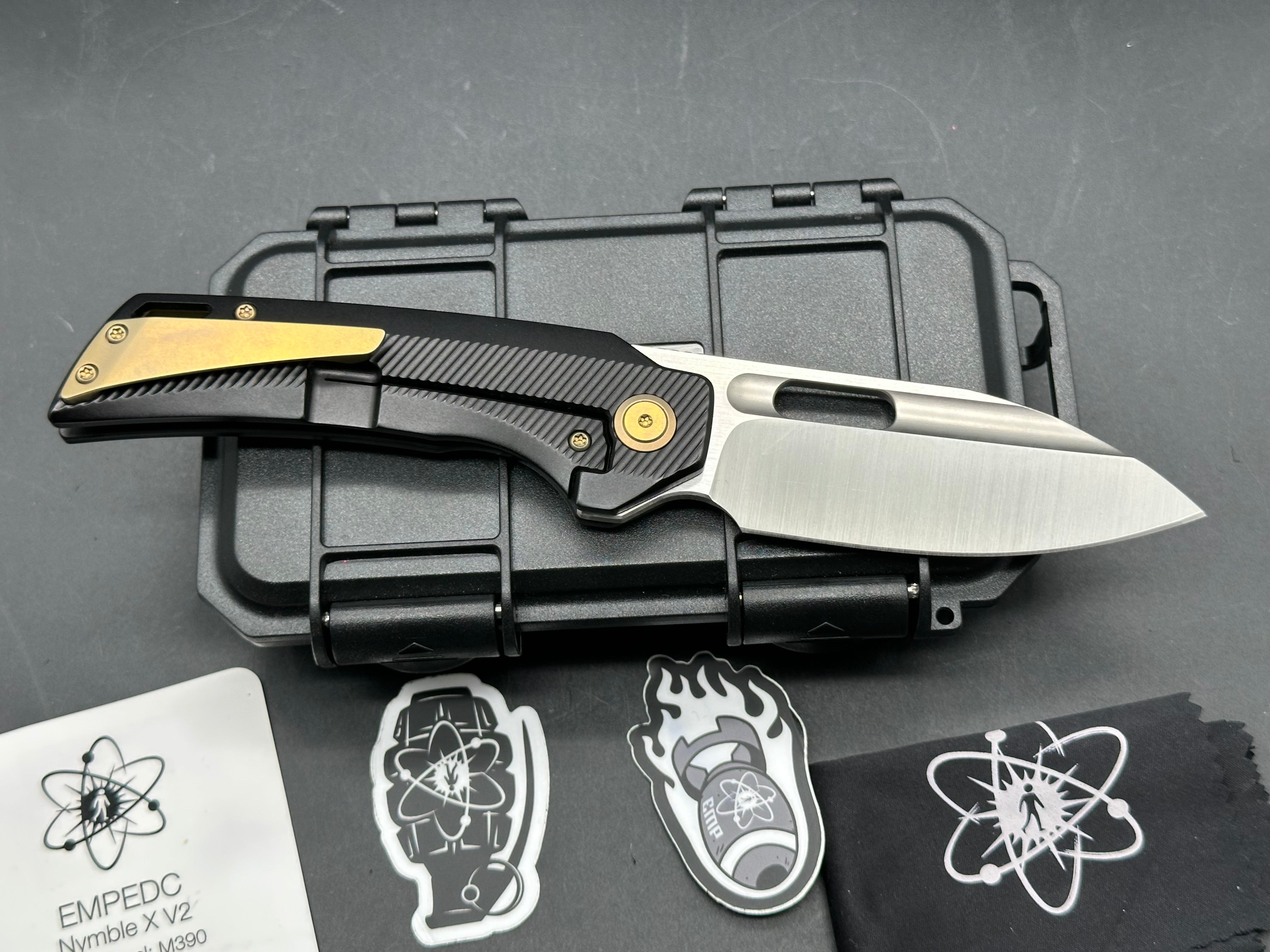 EMP EDC - Nymble X/Black Milled Ti Handle + Bronze Hardware & Clip/Spear Point/Satin M390