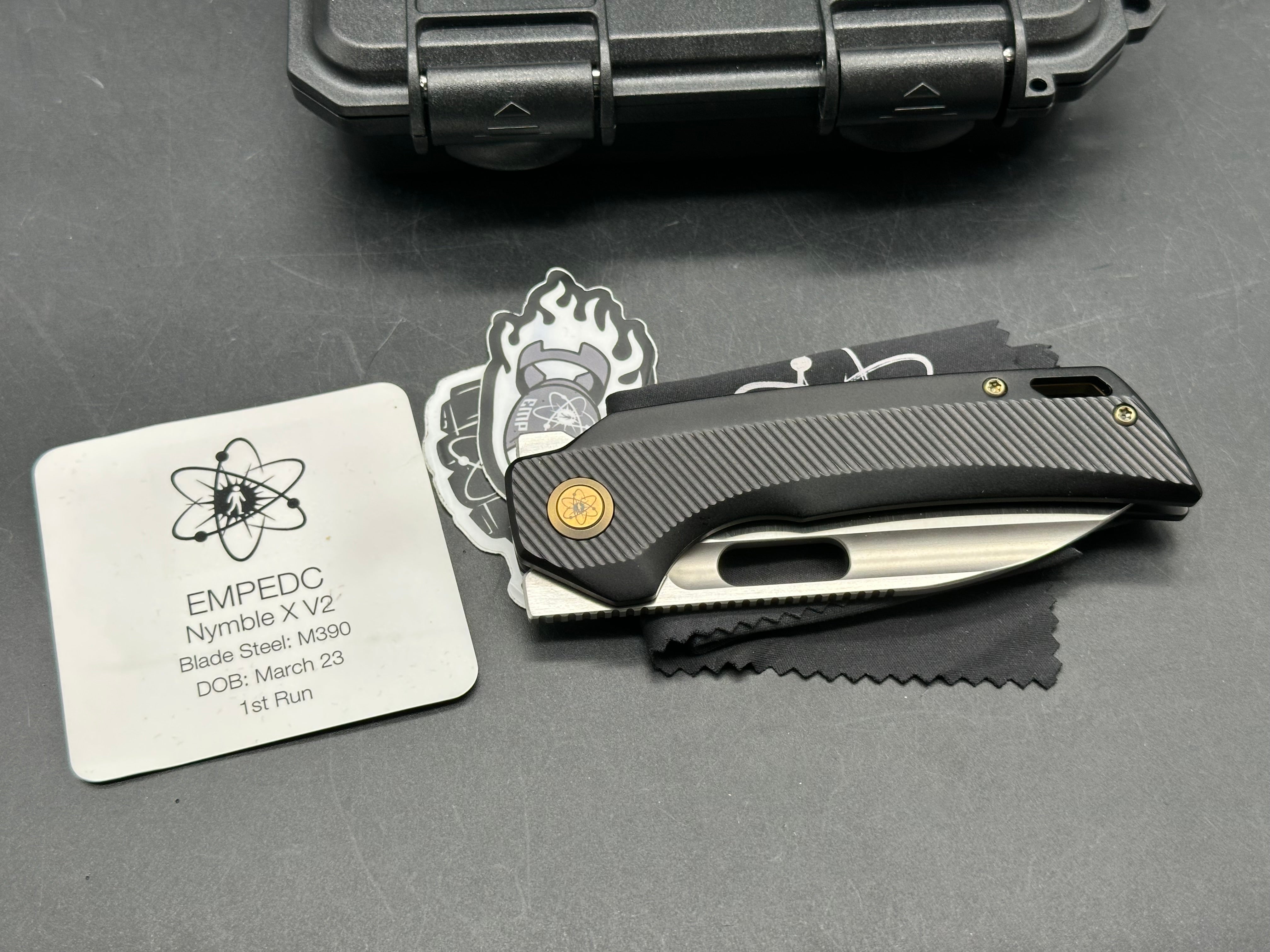 EMP EDC - Nymble X/Black Milled Ti Handle + Bronze Hardware & Clip/Spear Point/Satin M390