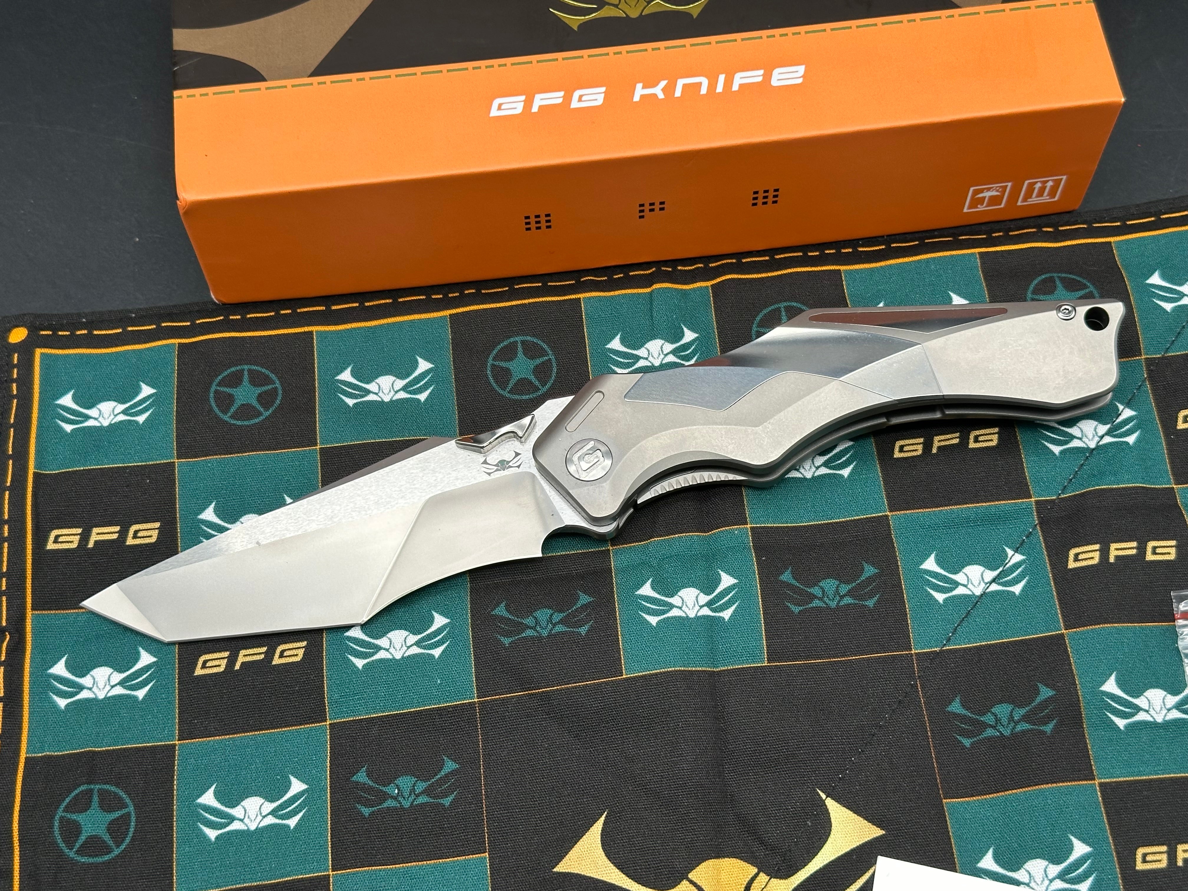 GFG Knives - K2100 Ti Frame w/ High Polish Vapor blasted inlays /Modified Recurve Tanto/Satin M390