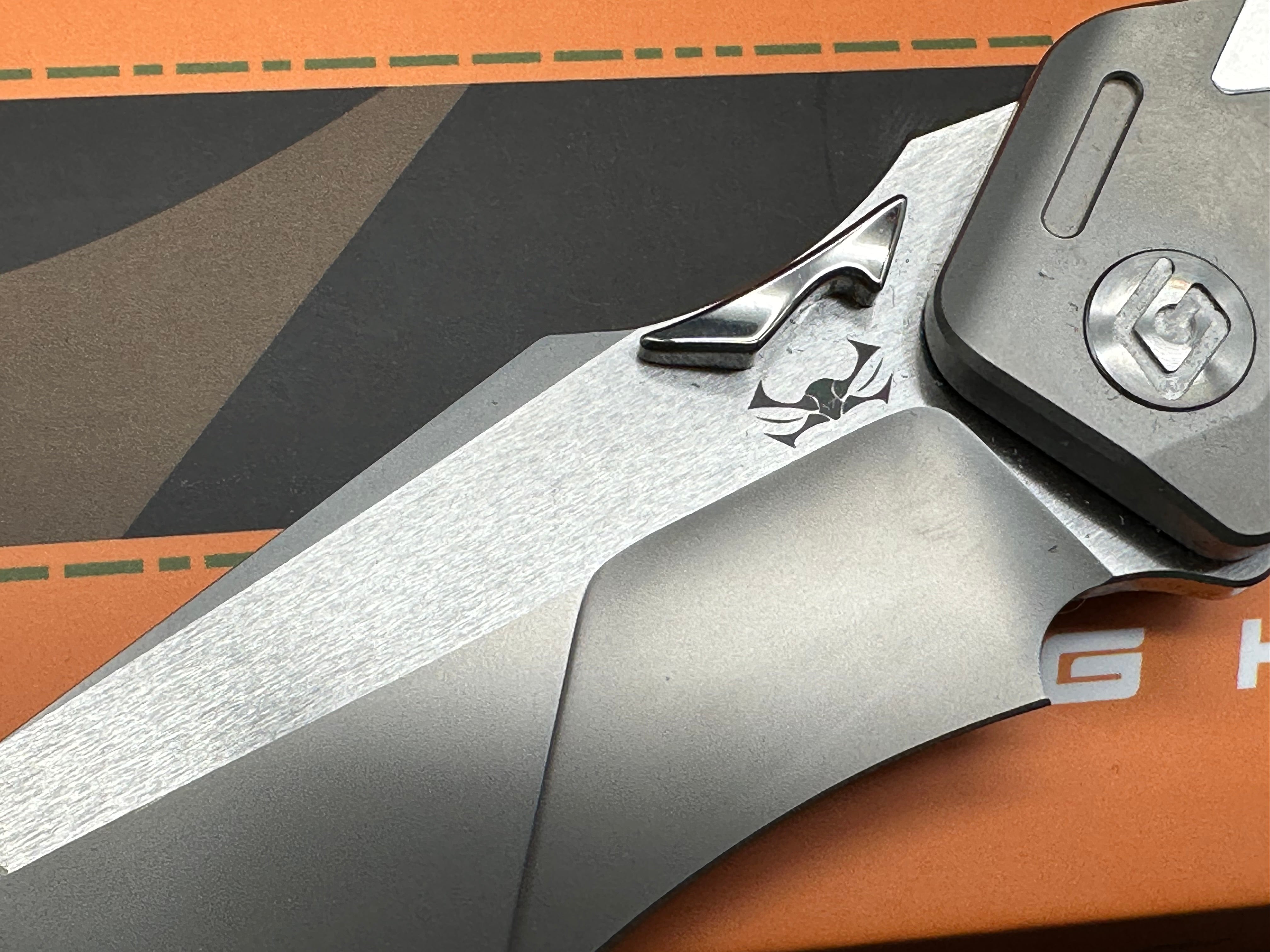 GFG Knives - K2100 Ti Frame w/ High Polish Vapor blasted inlays /Modified Recurve Tanto/Satin M390