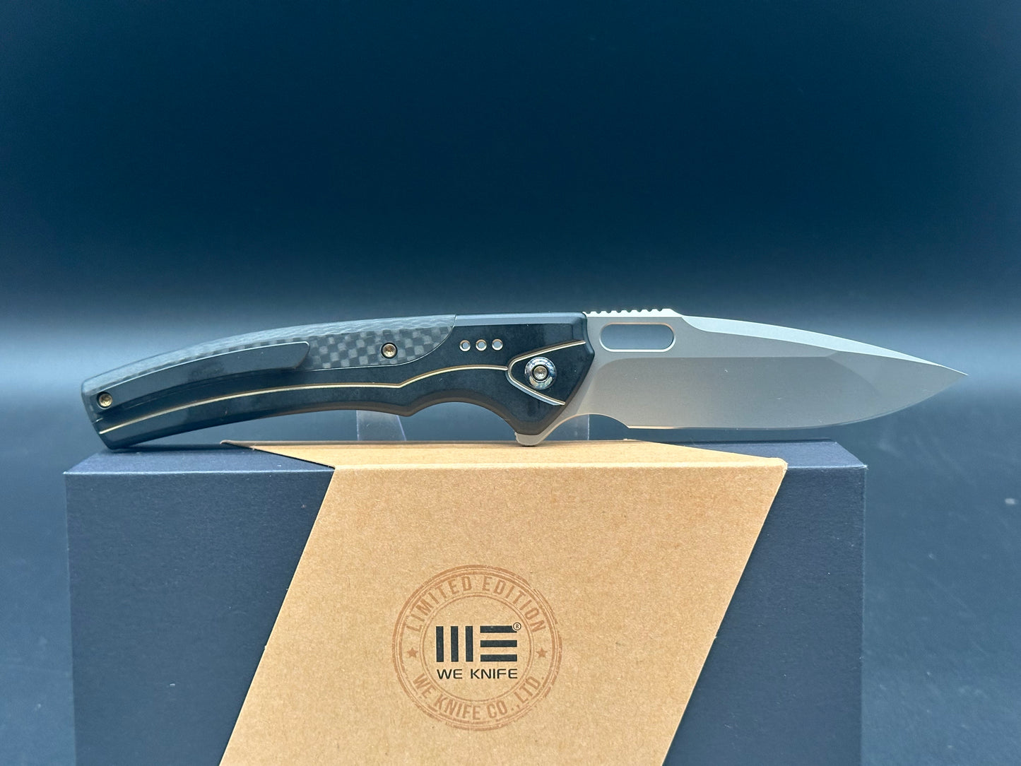 WE Knife Co. Exciton Limited Edition Knife Black Gold Ti/CF (3.7" BB)